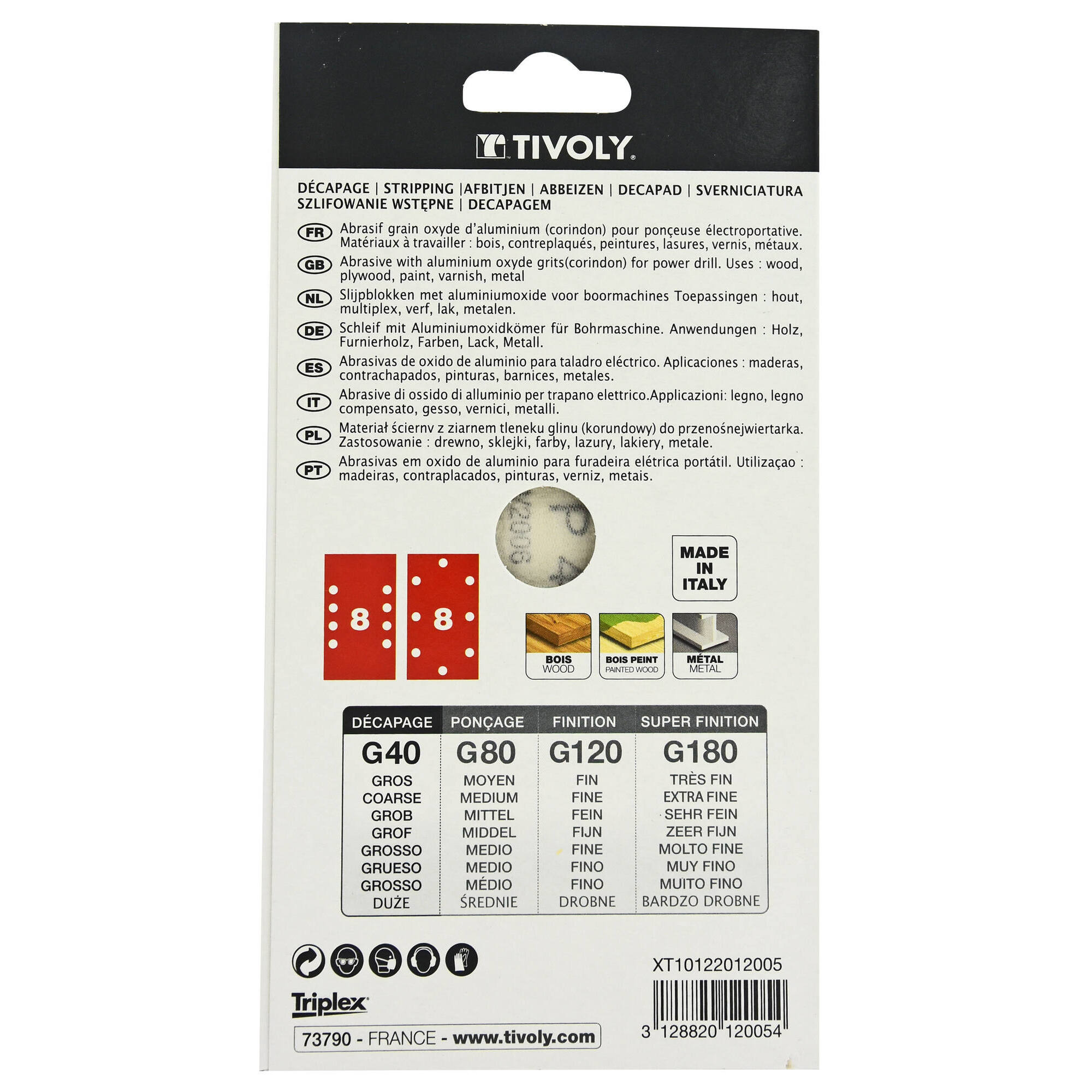 Hoja de lija AUTOADHESIVA -93x190 mm - Para lijadora orbital (Funda cartón) / Dim 93x190 / Gr : 40