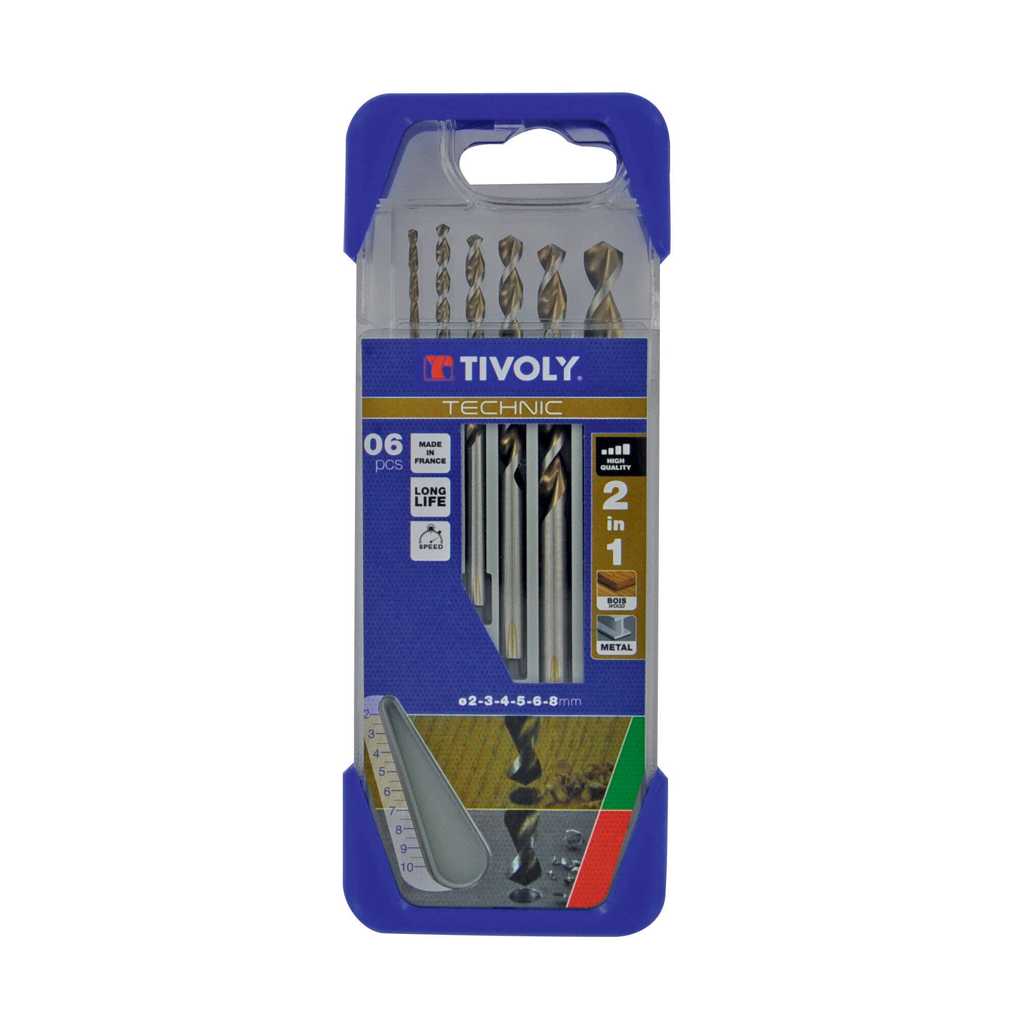 6 brocas 2 en 1 para metal HSS Ø 2 a 8 mm