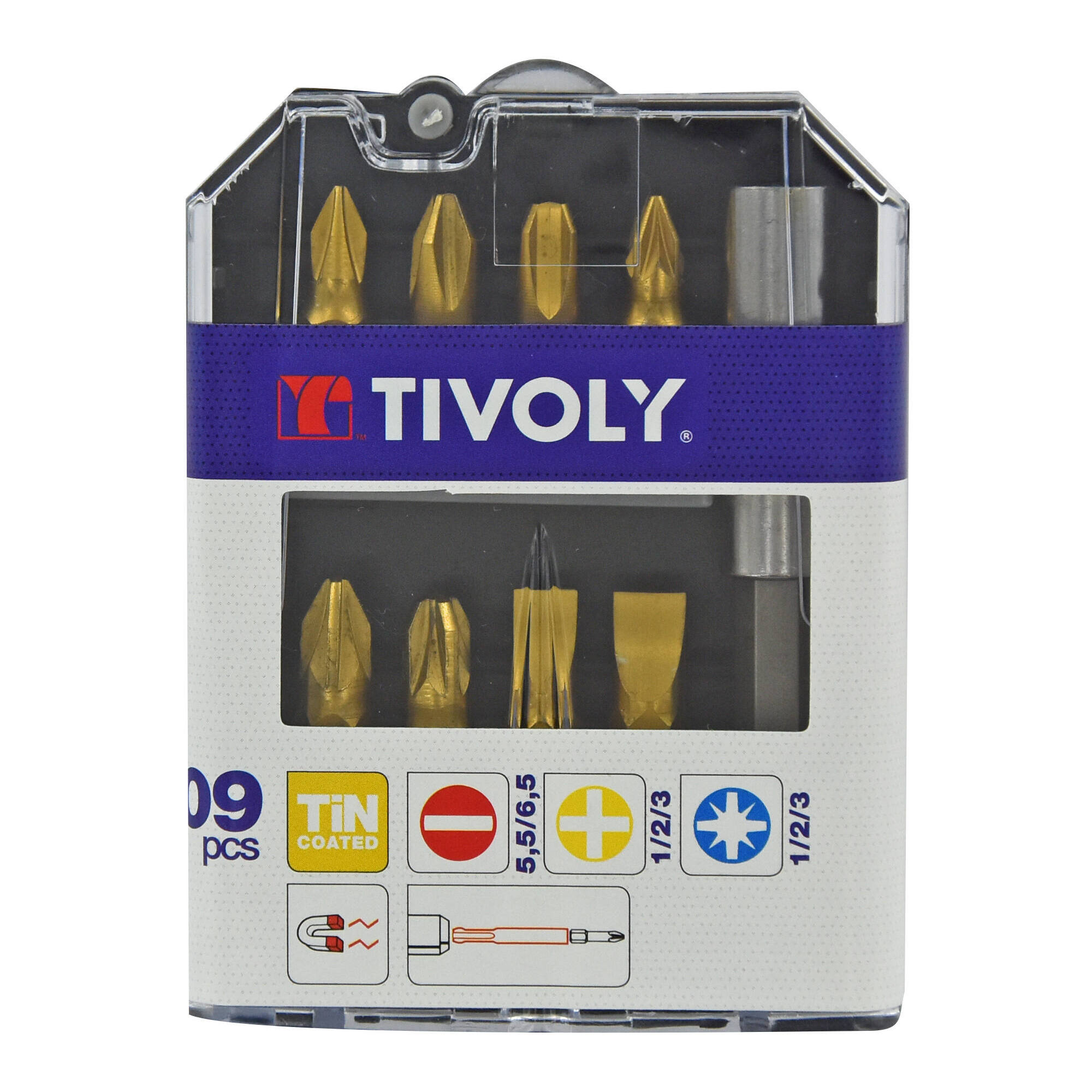 11501570022 - 9 piezas -8 puntas con recubrimiento TiN + 1 portapuntas magnético