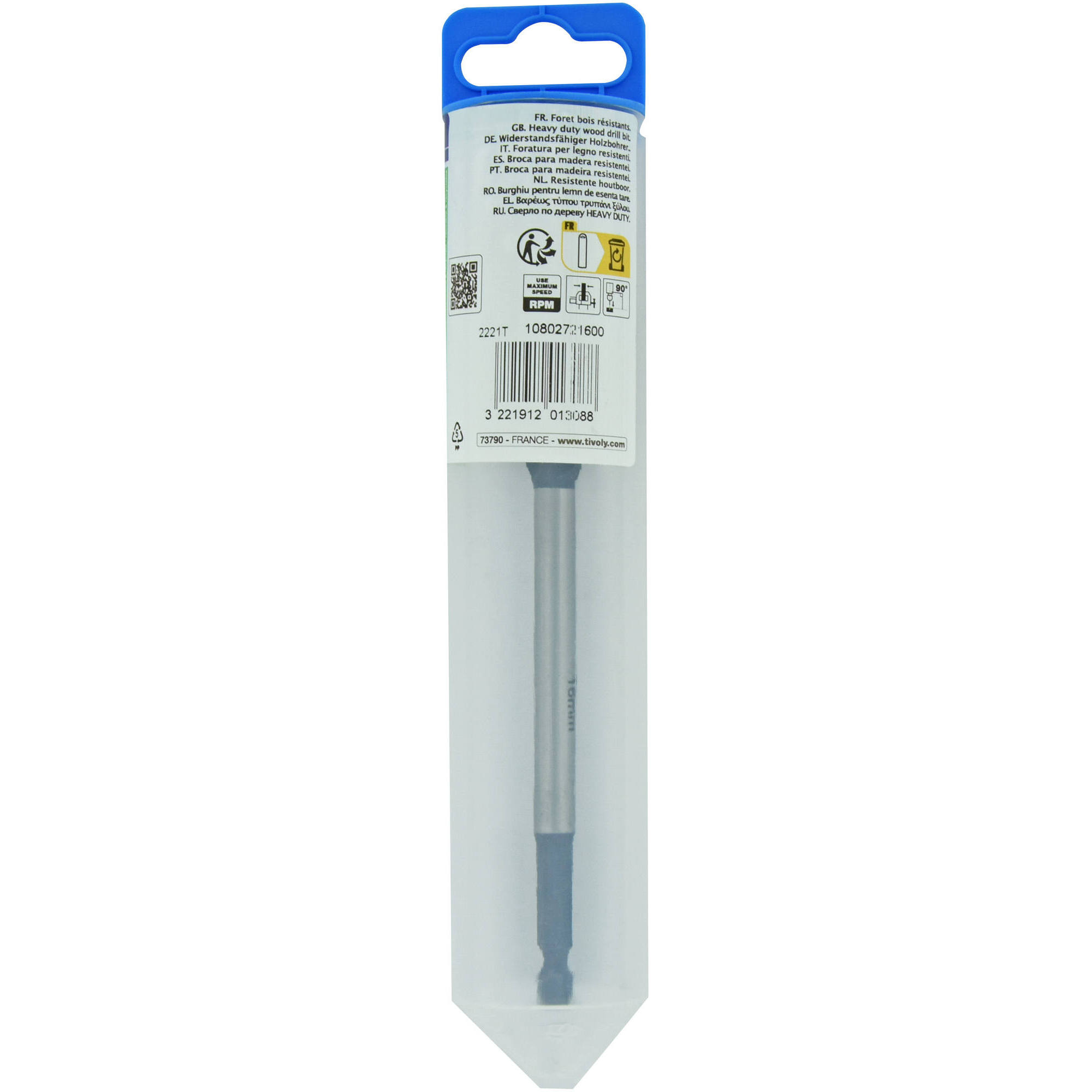 Ø: 16 / Broca para madera de 4 cortes -Mango hexagonal (Blíster) / L: 165