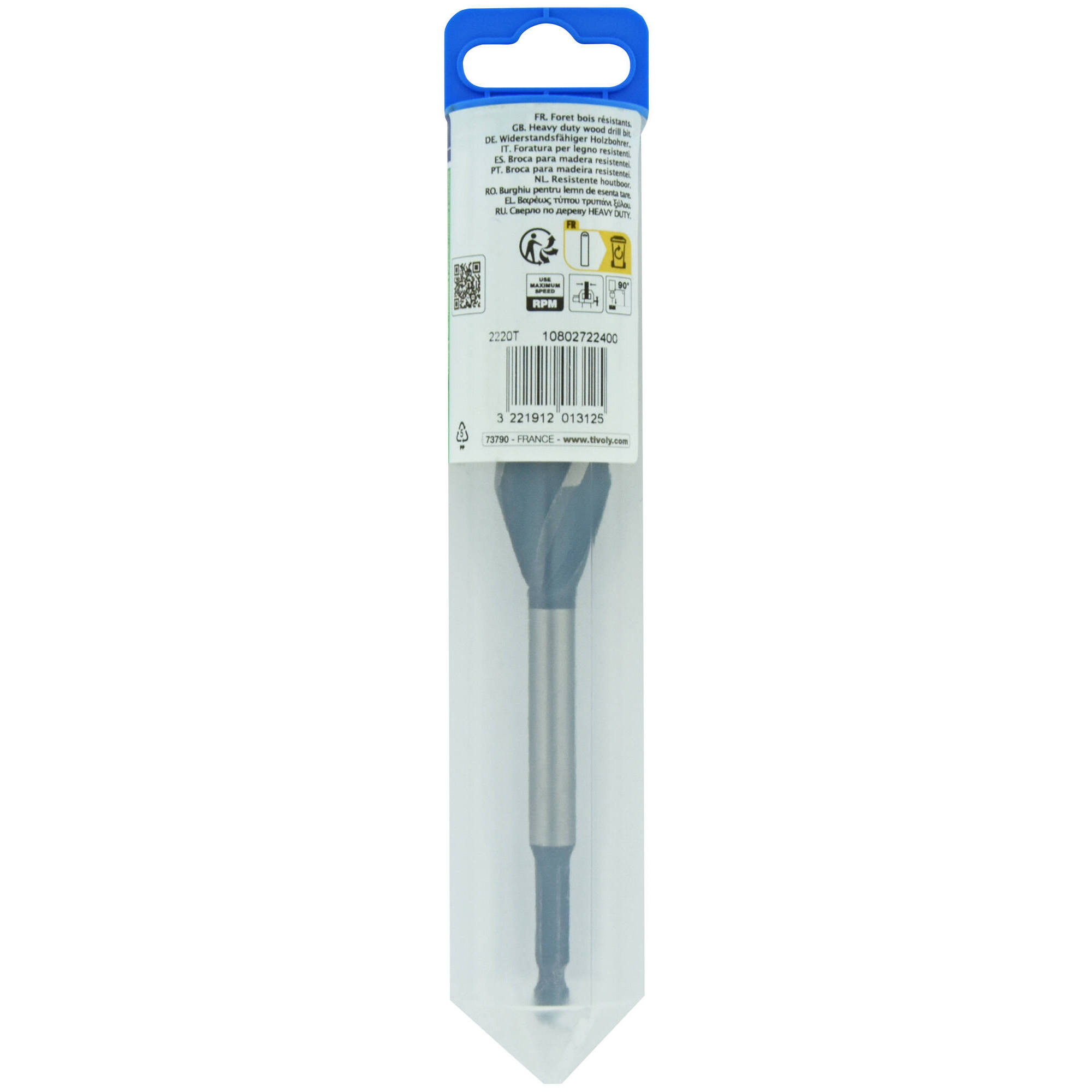 Ø: 24 / Broca para madera de 4 cortes -Mango hexagonal (Blíster) / L: 165