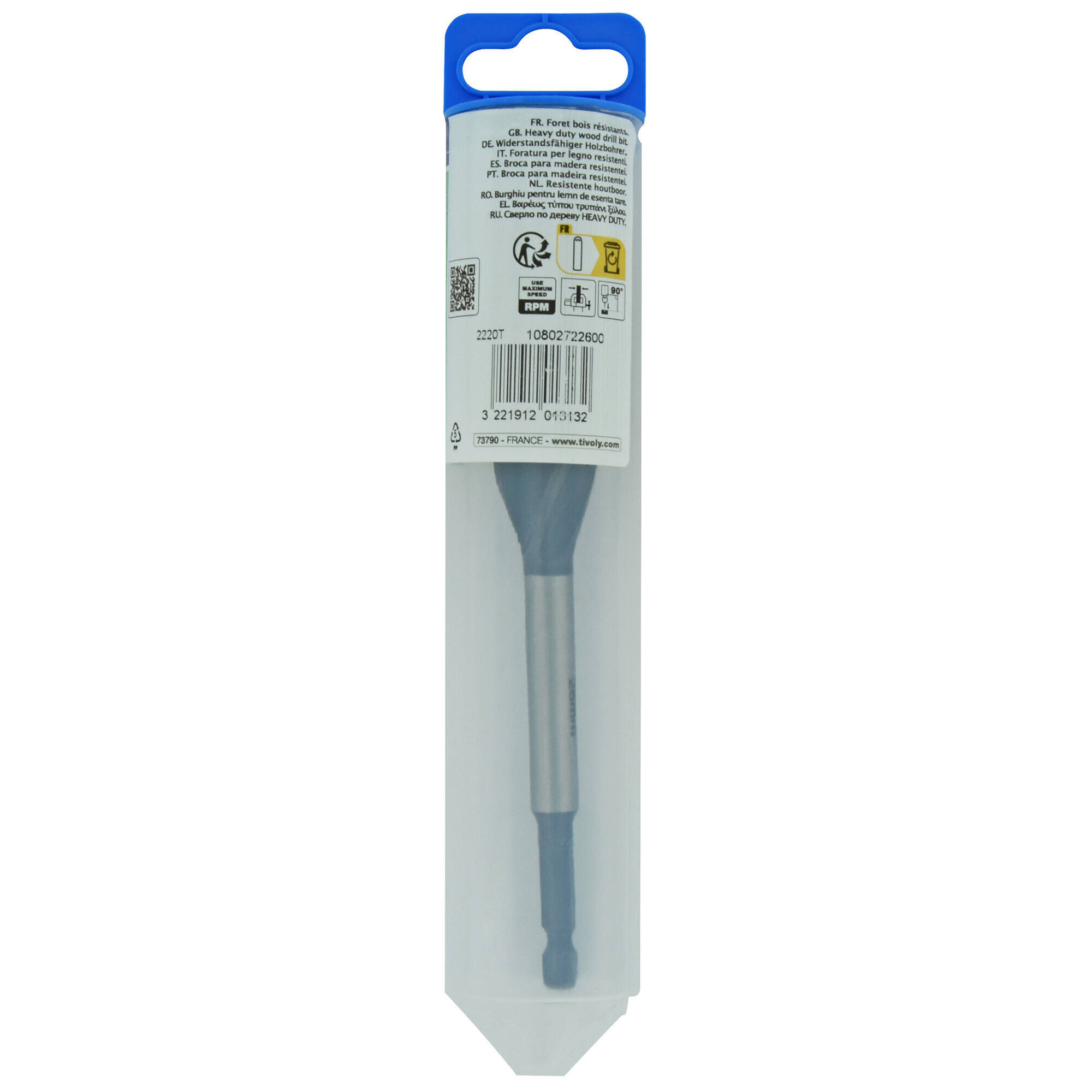 Ø: 26 / Broca para madera de 4 cortes -Mango hexagonal (Blíster) / L: 165