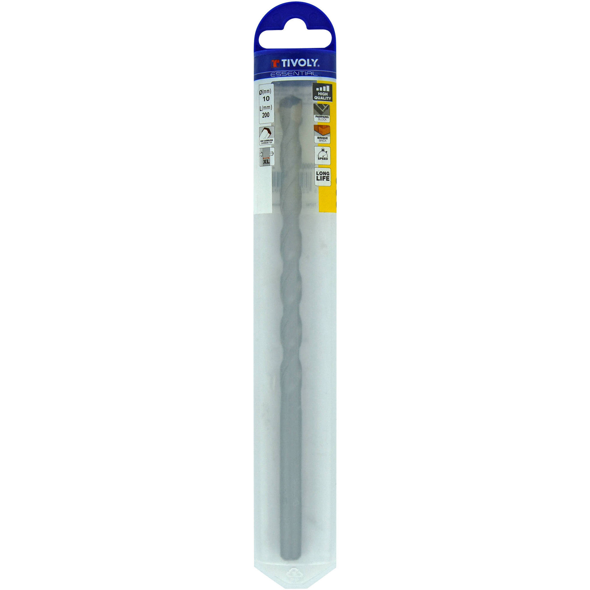 Ø: 10 / Broca para hormigón L. 200 mm -Mango cilíndrico (Blíster) / L: 200