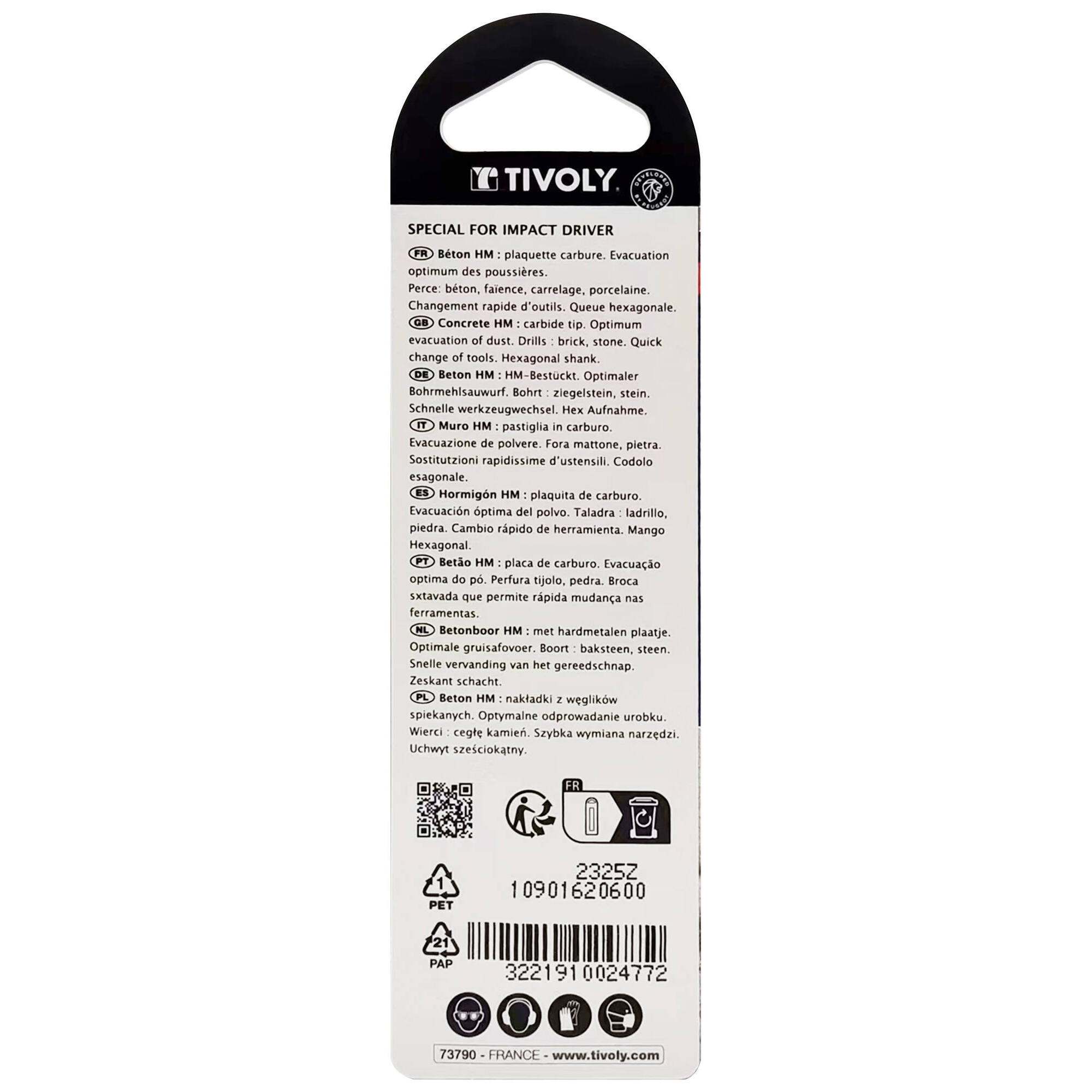 Ø: 6 / Broca para hormigón Shock Serie -Mango hexagonal monobloque (Blíster) / L: 100