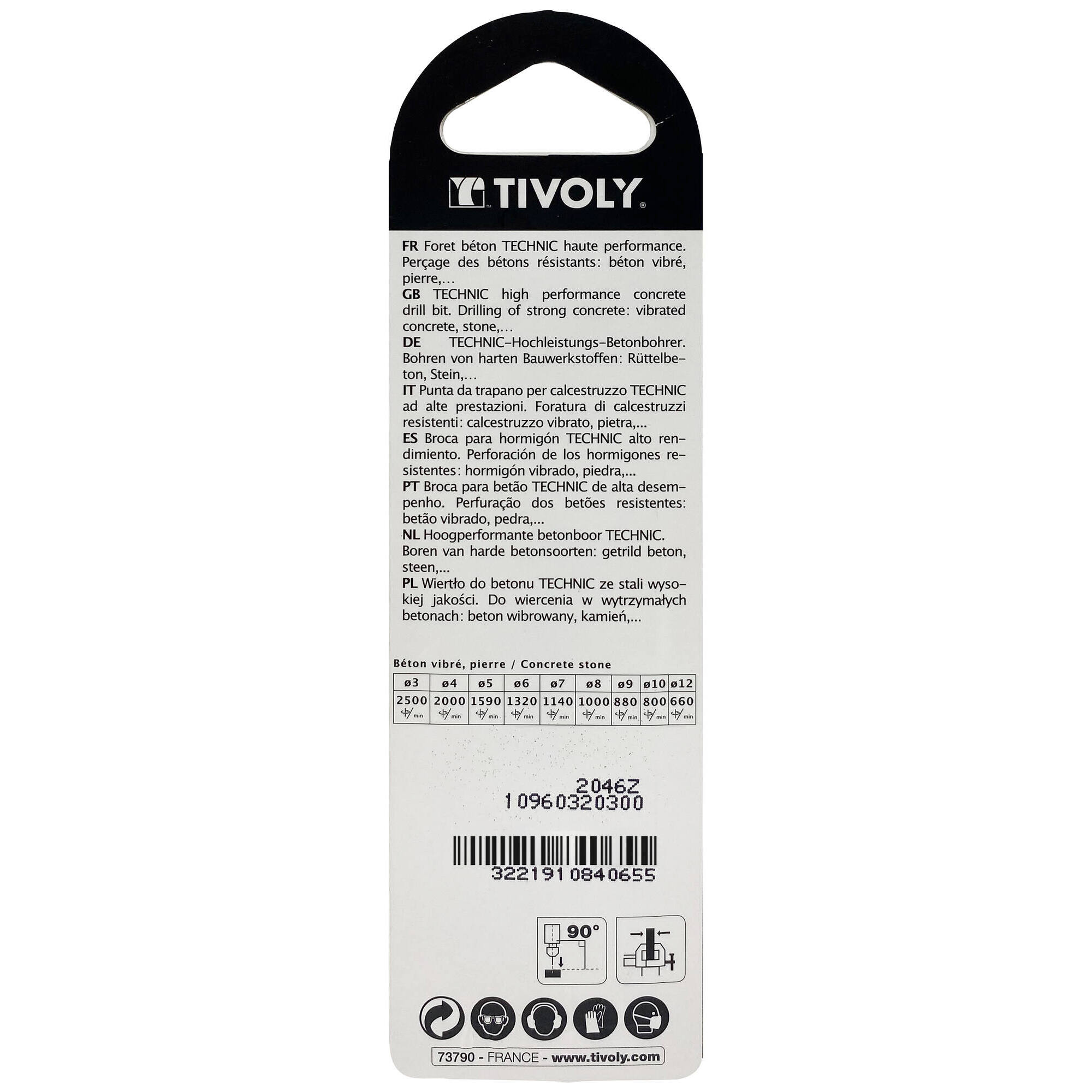 Ø: 3 / Broca para hormigón -Placa de Metal duro afilada con diamante -Mango cilíndrico -Graduada SLR (Blíster) / L: 60