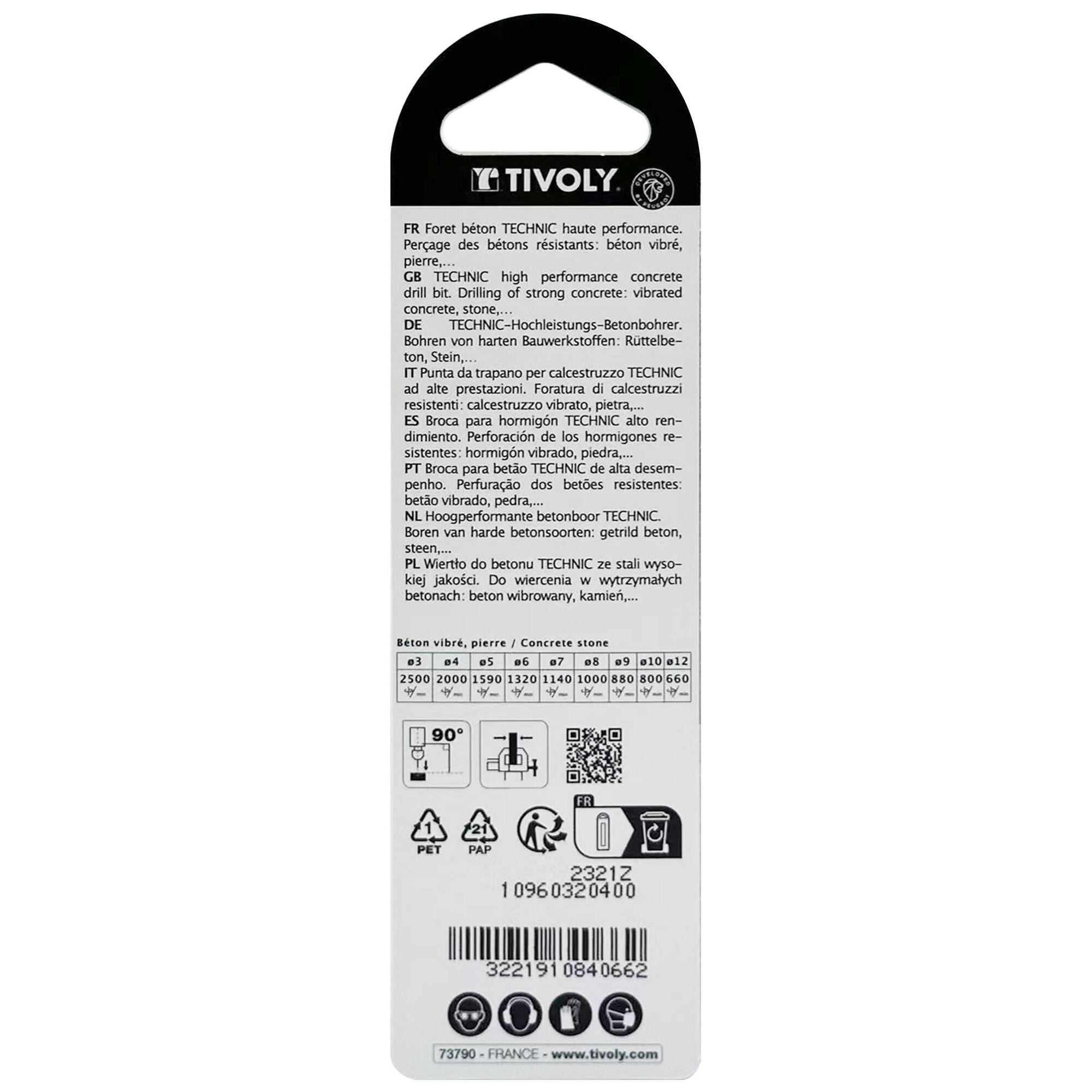 Ø: 4 / Broca para hormigón -Placa de Metal duro afilada con diamante -Mango cilíndrico -Graduada SLR (Blíster) / L: 75