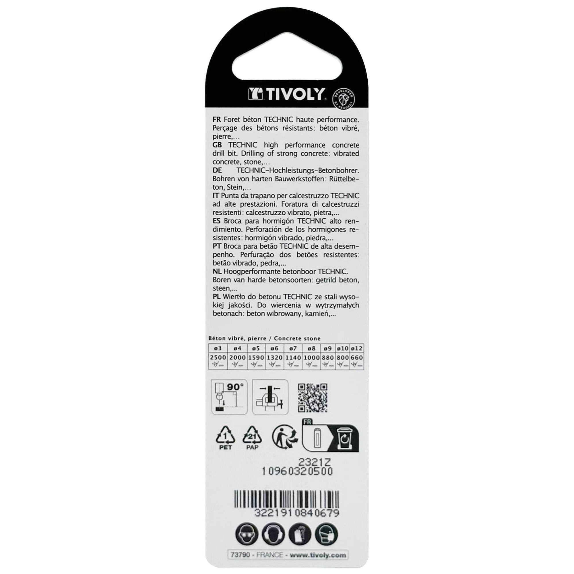 Ø: 5 / Broca para hormigón -Placa de Metal duro afilada con diamante -Mango cilíndrico -Graduada SLR (Blíster) / L: 85