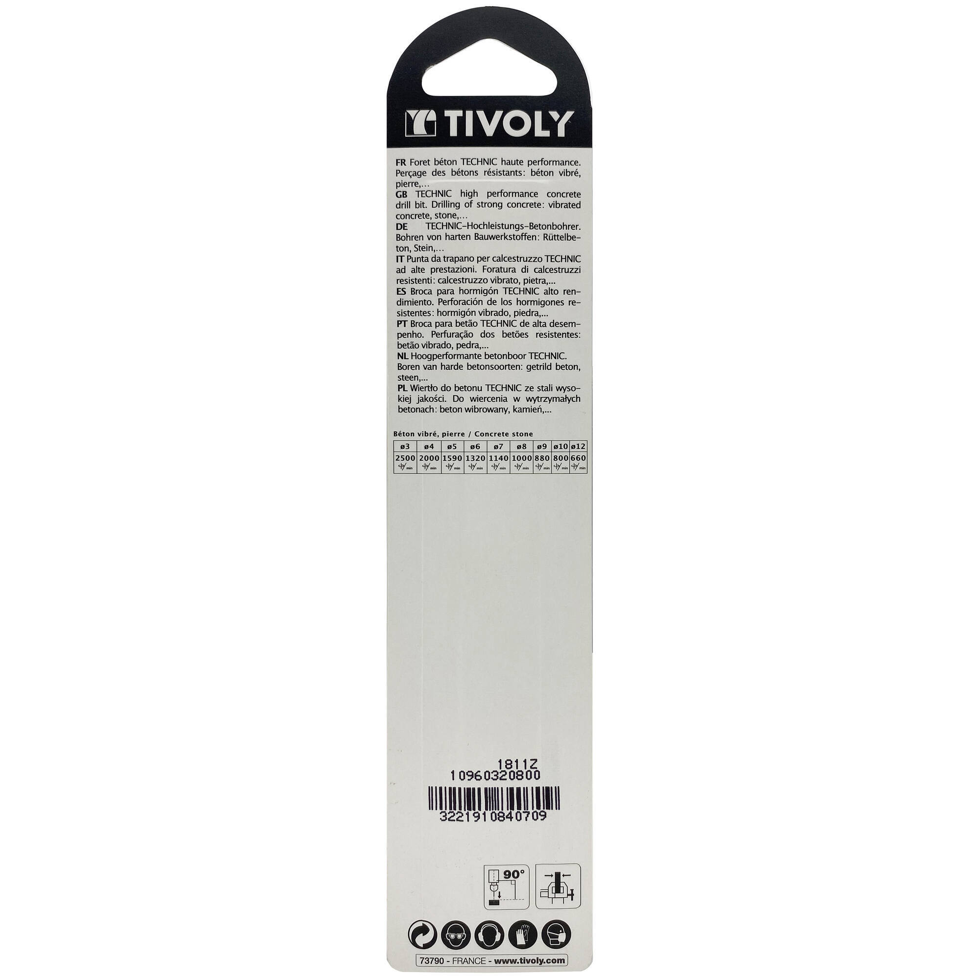 Ø: 8 / Broca para hormigón -Placa de Metal duro afilada con diamante -Mango cilíndrico -Graduada SLR (Blíster) / L: 120