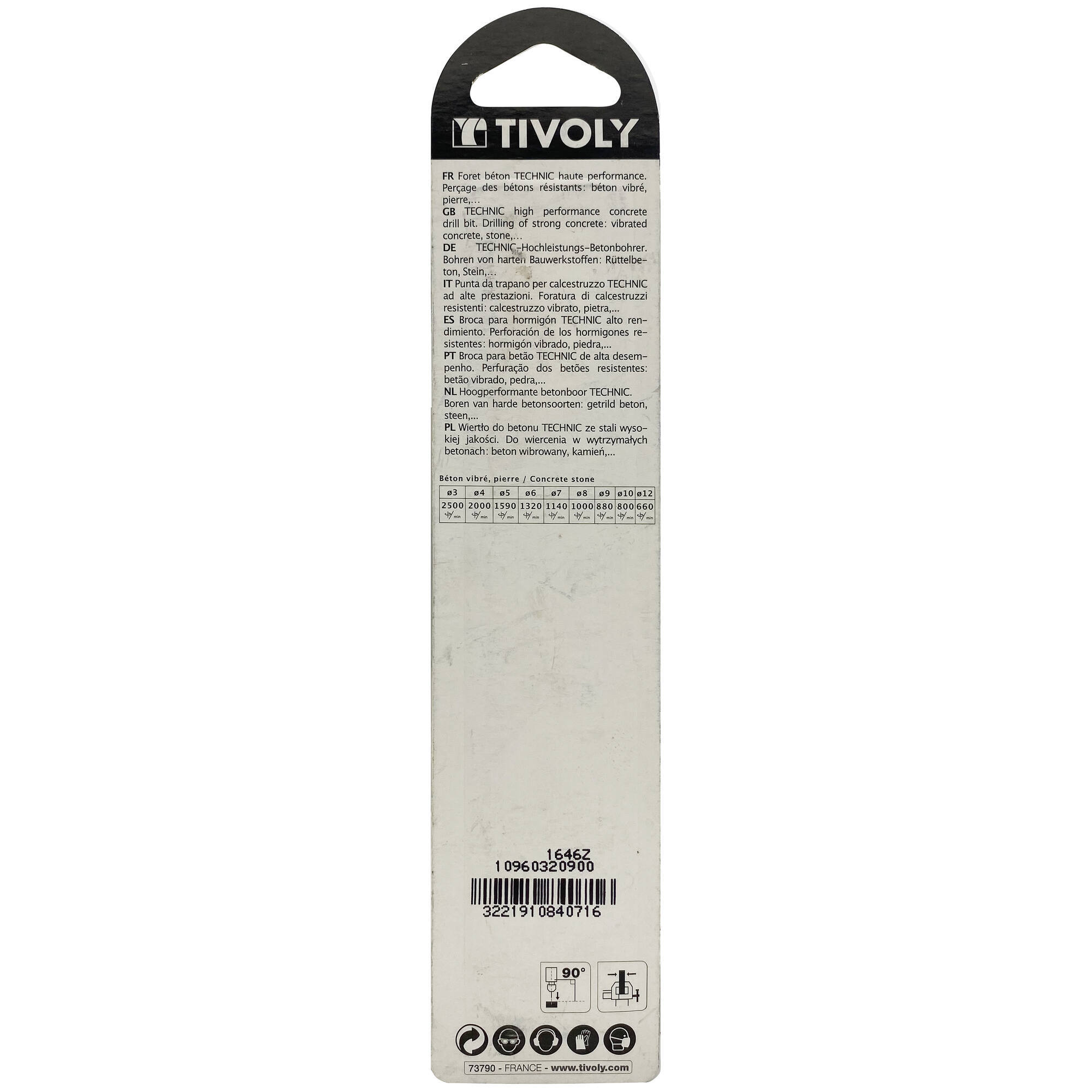 Ø: 9 / Broca para hormigón -Placa de Metal duro afilada con diamante -Mango cilíndrico -Graduada SLR (Blíster) / L: 120