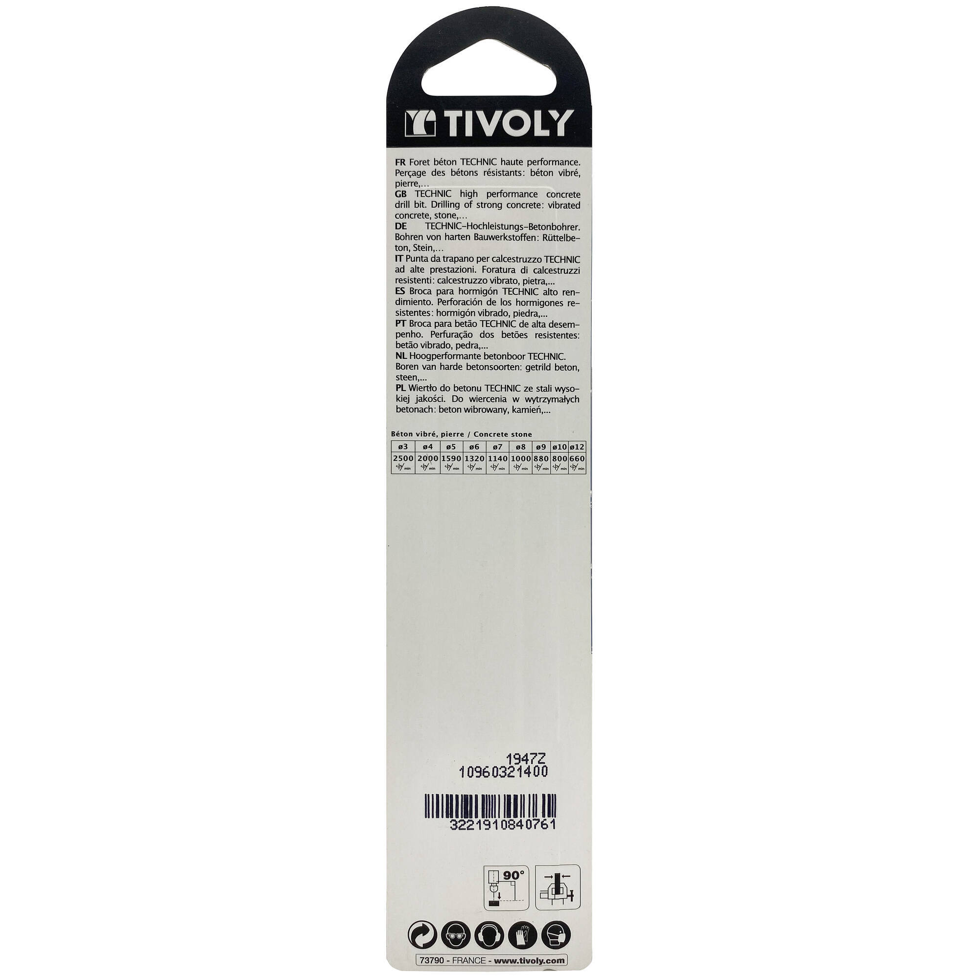 Ø: 14 / Broca para hormigón -Placa de Metal duro afilada con diamante -Mango cilíndrico -Graduada SLR (Blíster) / L: 150