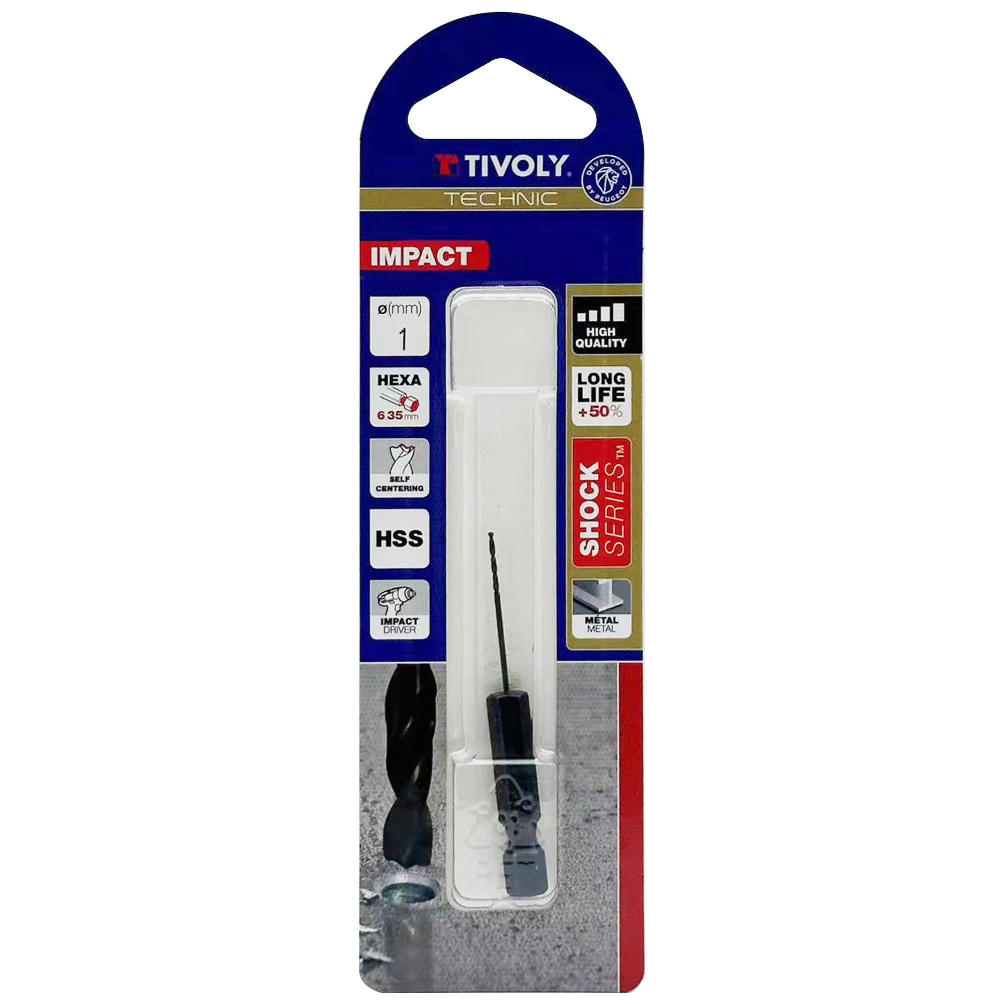 Ø: 1 / L: 61 / Broca para metal HSS | MANGO HEXAGONAL 6,35 mm | Afilado especial (Blíster)