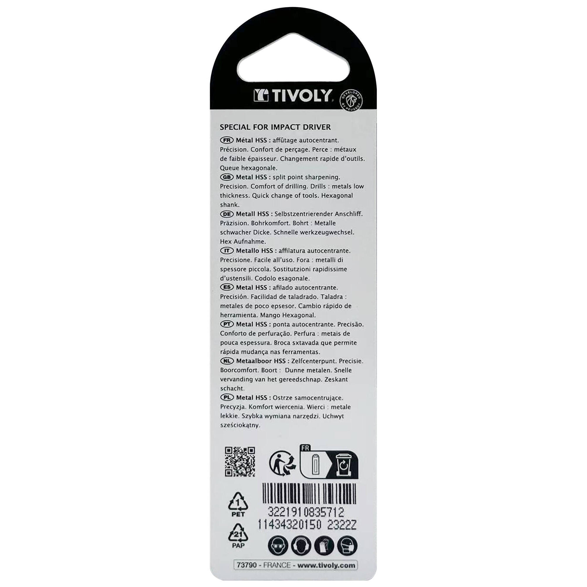 Ø: 1.5 / L: 65 / Broca para metal HSS | MANGO HEXAGONAL 6,35 mm | Afilado especial (Blíster)