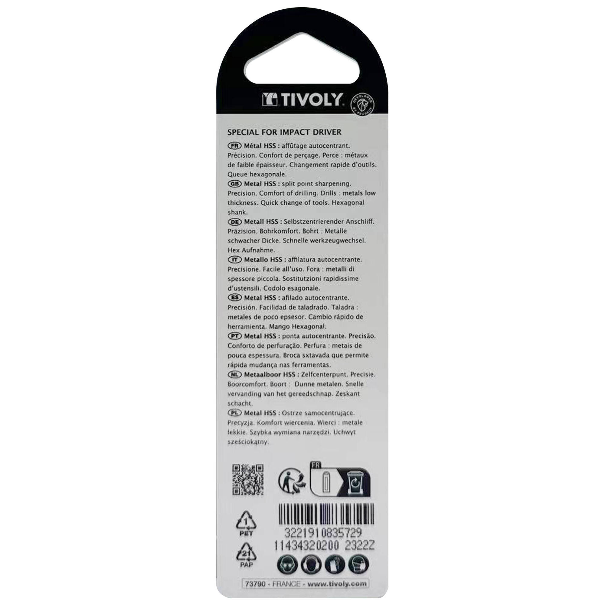 Ø: 2 / L: 68 / Broca para metal HSS | MANGO HEXAGONAL 6,35 mm | Afilado especial (Blíster)