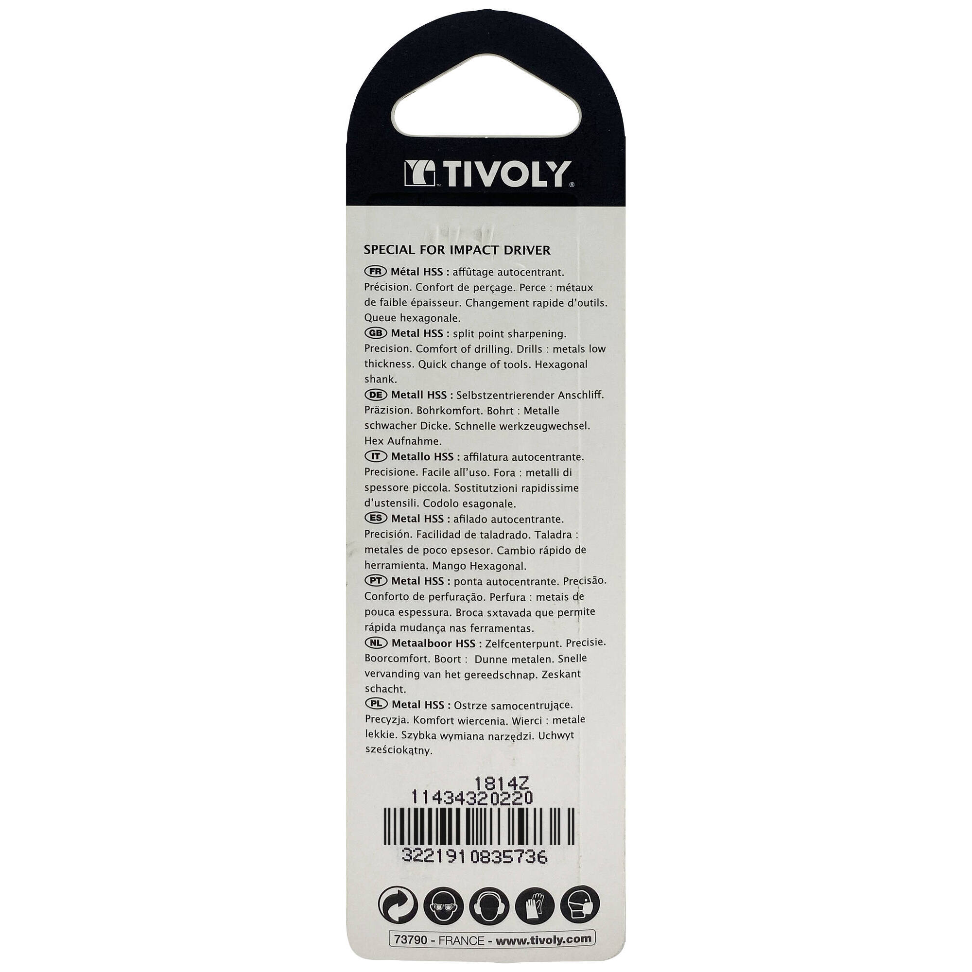 Ø: 2.2 / L: 72 / Broca para metal HSS | MANGO HEXAGONAL 6,35 mm | Afilado especial (Blíster)