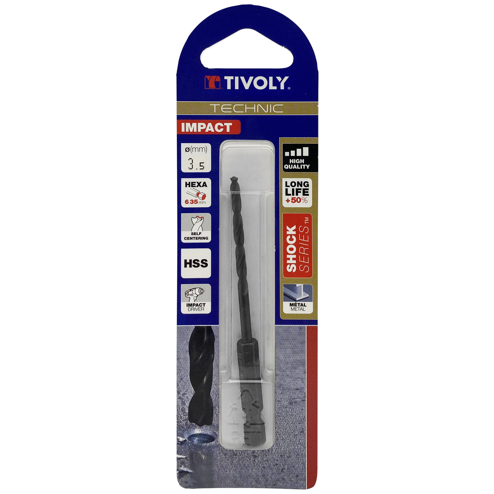 Ø: 3.5 / L: 89 / Broca para metal HSS | MANGO HEXAGONAL 6,35 mm | Afilado especial (Blíster)