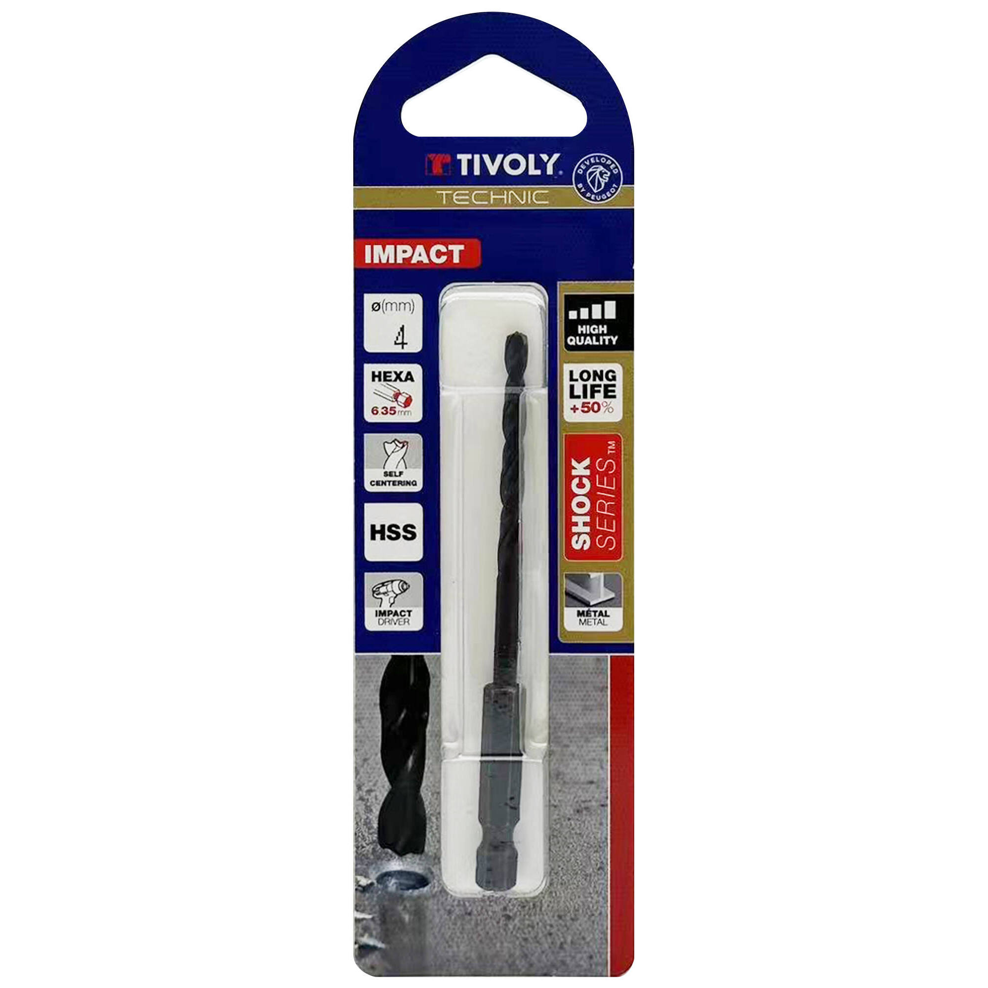 Ø: 4 / L: 94 / Broca para metal HSS | MANGO HEXAGONAL 6,35 mm | Afilado especial (Blíster)