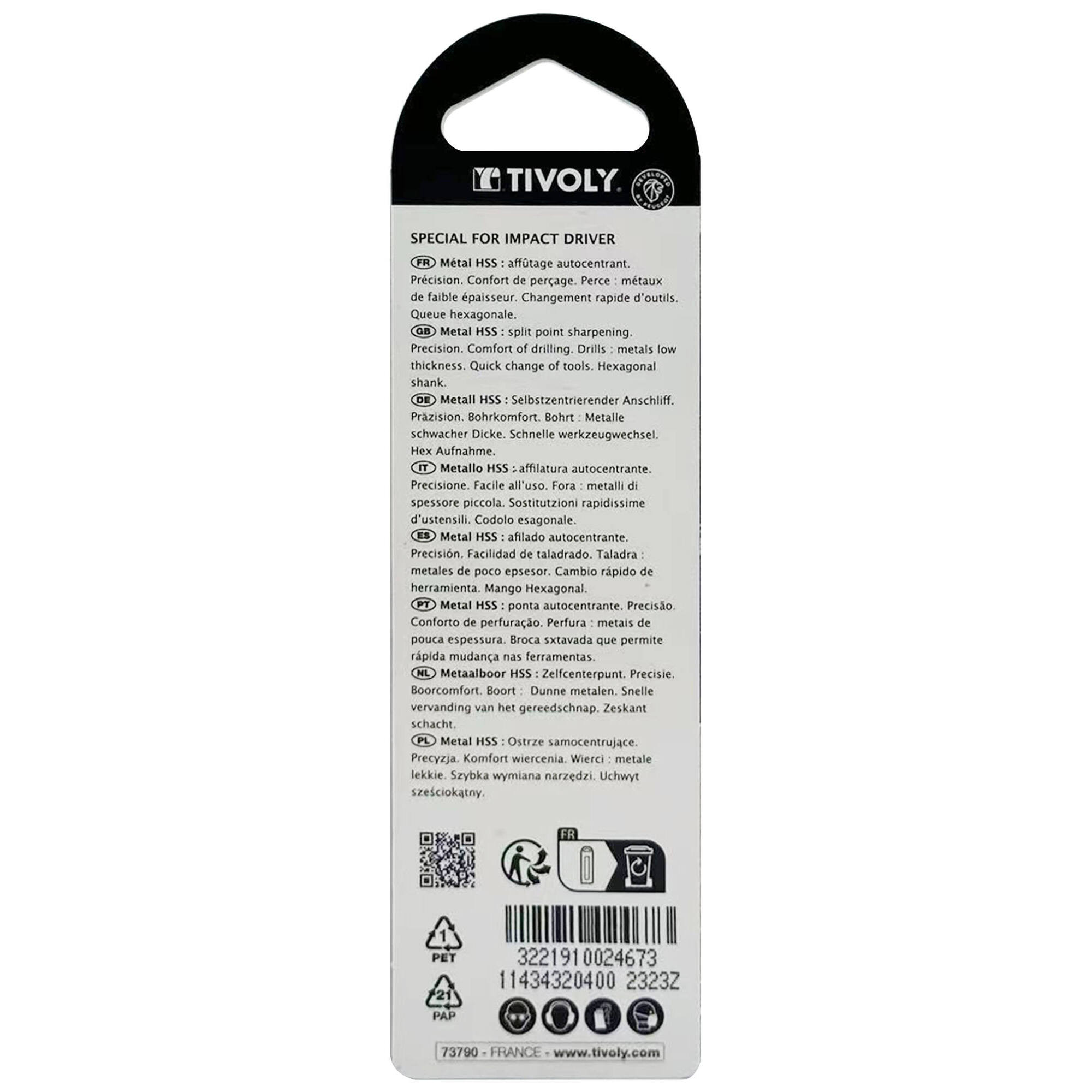 Ø: 4 / L: 94 / Broca para metal HSS | MANGO HEXAGONAL 6,35 mm | Afilado especial (Blíster)