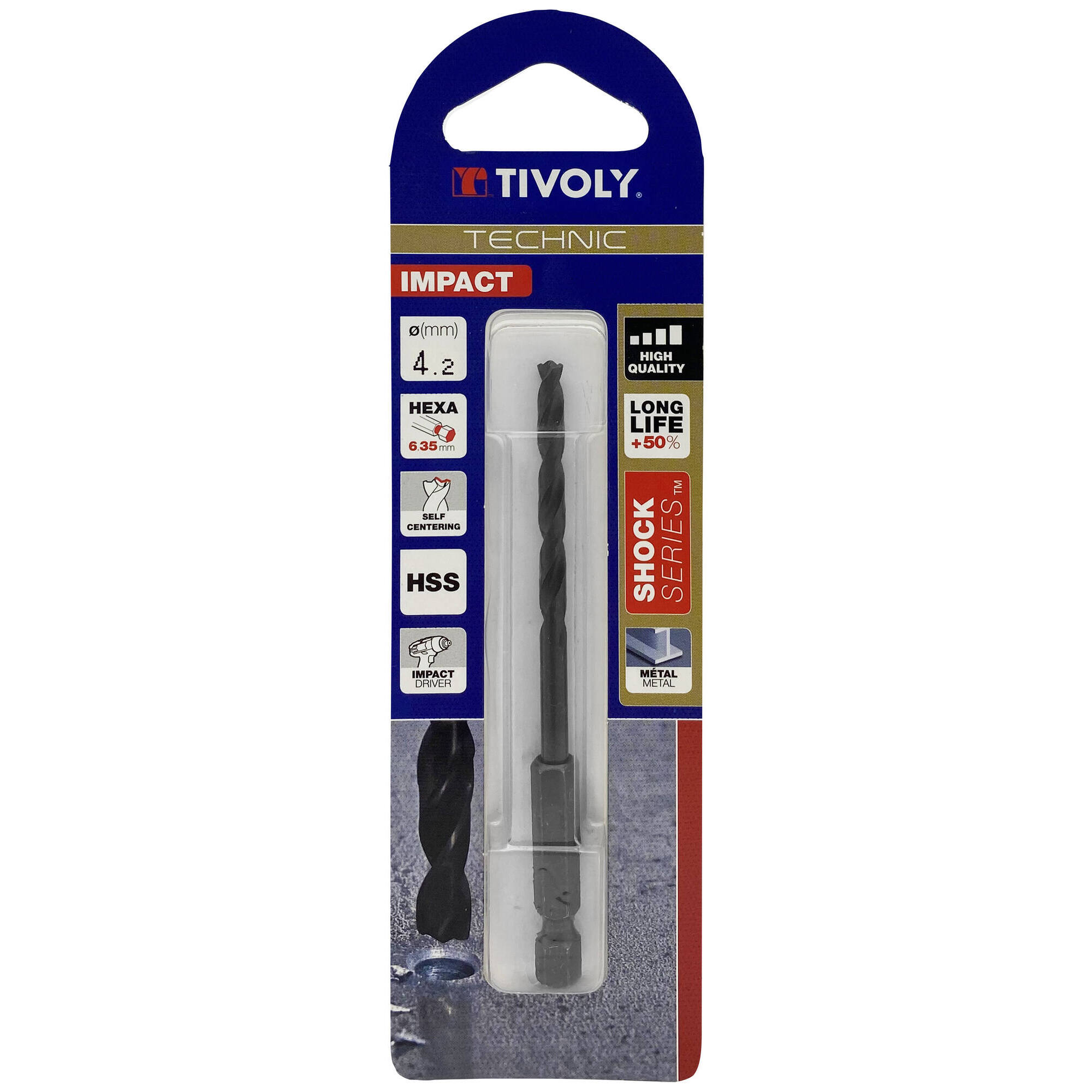 Ø: 4.2 / L: 94 / Broca para metal HSS | MANGO HEXAGONAL 6,35 mm | Afilado especial (Blíster)