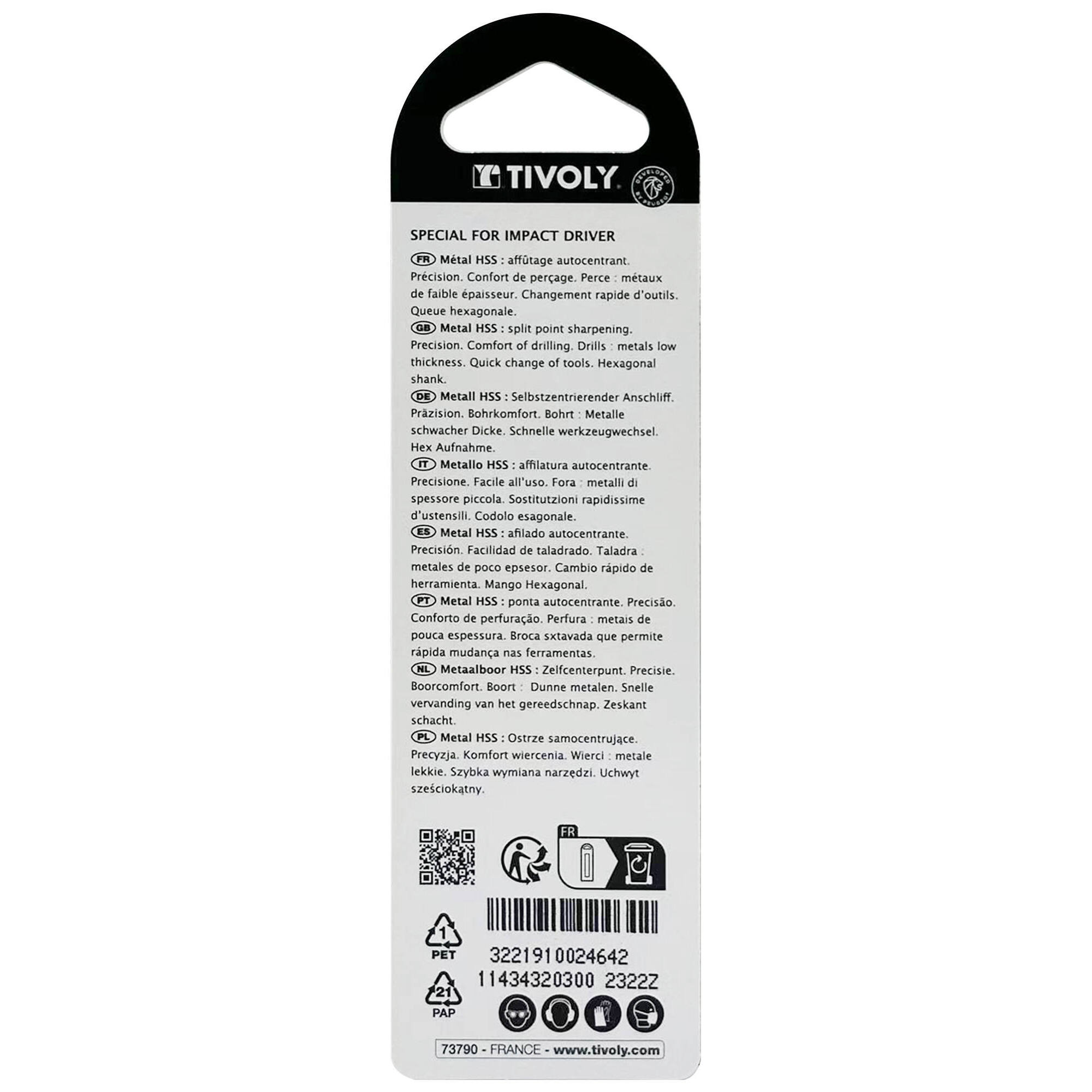 Ø: 3 / L: 80 / Broca para metal HSS | MANGO HEXAGONAL 6,35 mm | Afilado especial (Blíster)