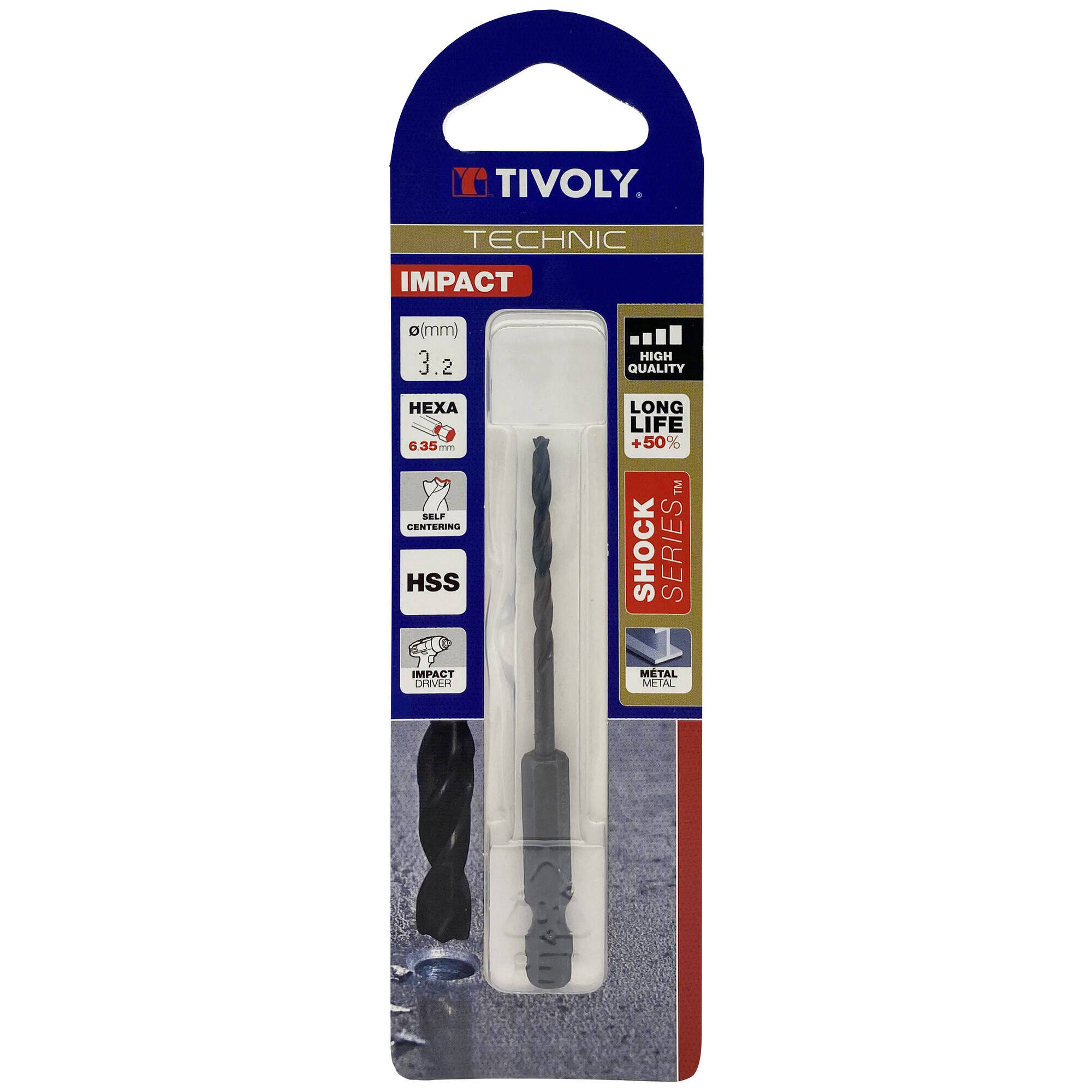 Ø: 3.2 / L: 84 / Broca para metal HSS | MANGO HEXAGONAL 6,35 mm | Afilado especial (Blíster)