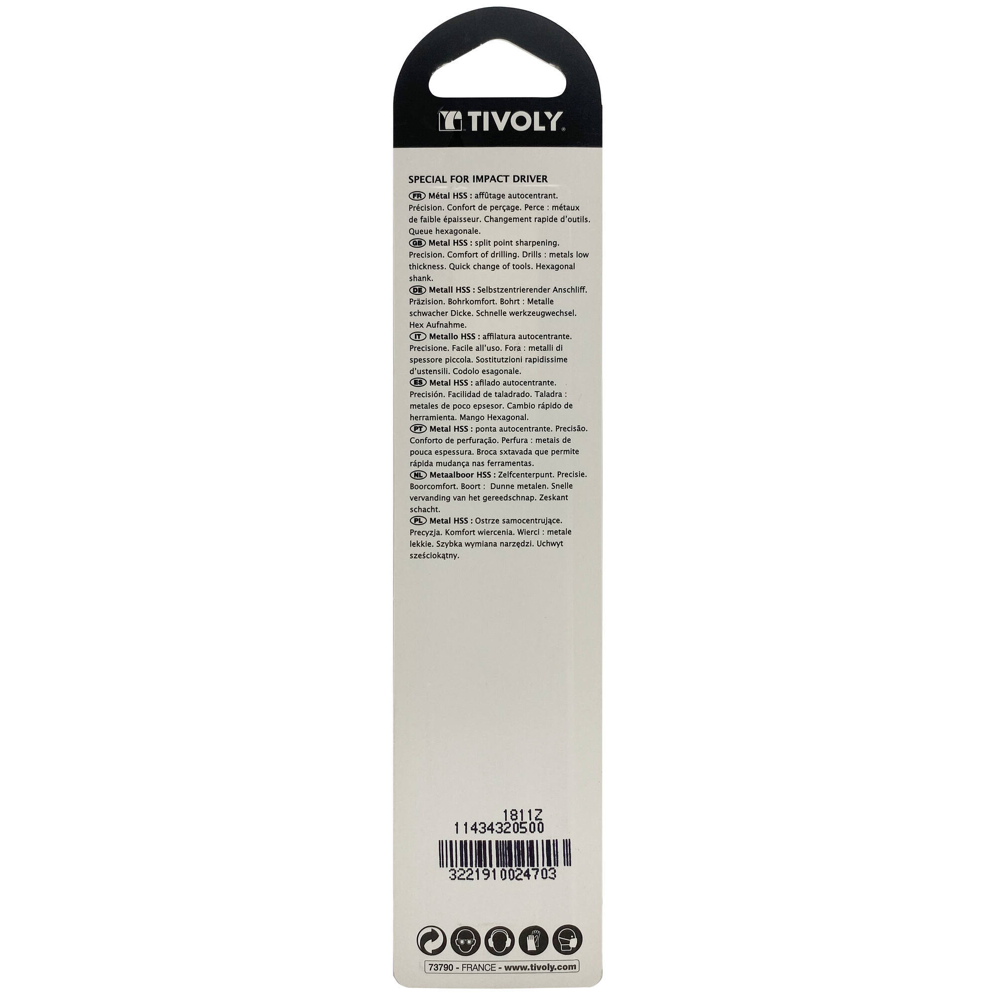 Ø: 5 / L: 105 / Broca para metal HSS | MANGO HEXAGONAL 6,35 mm | Afilado especial (Blíster)