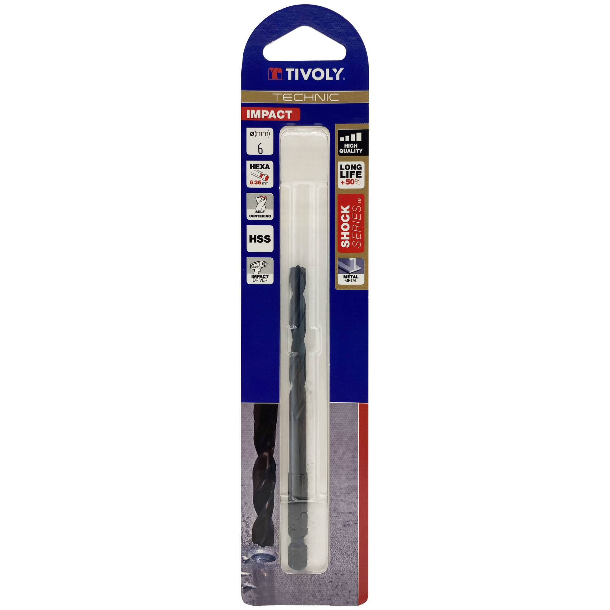 Ø: 6 / L: 112 / Broca para metal HSS | MANGO HEXAGONAL 6,35 mm | Afilado especial (Blíster)