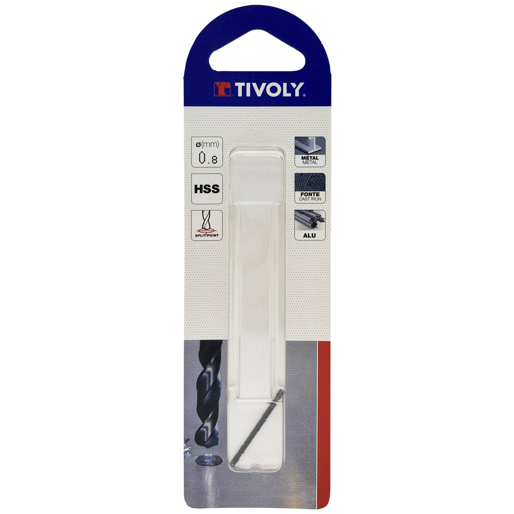 Ø: 0.8 / L: 30 / Broca para metal HSS - Tratamiento STEAM -Afilado SPLIT POINT (Blíster)