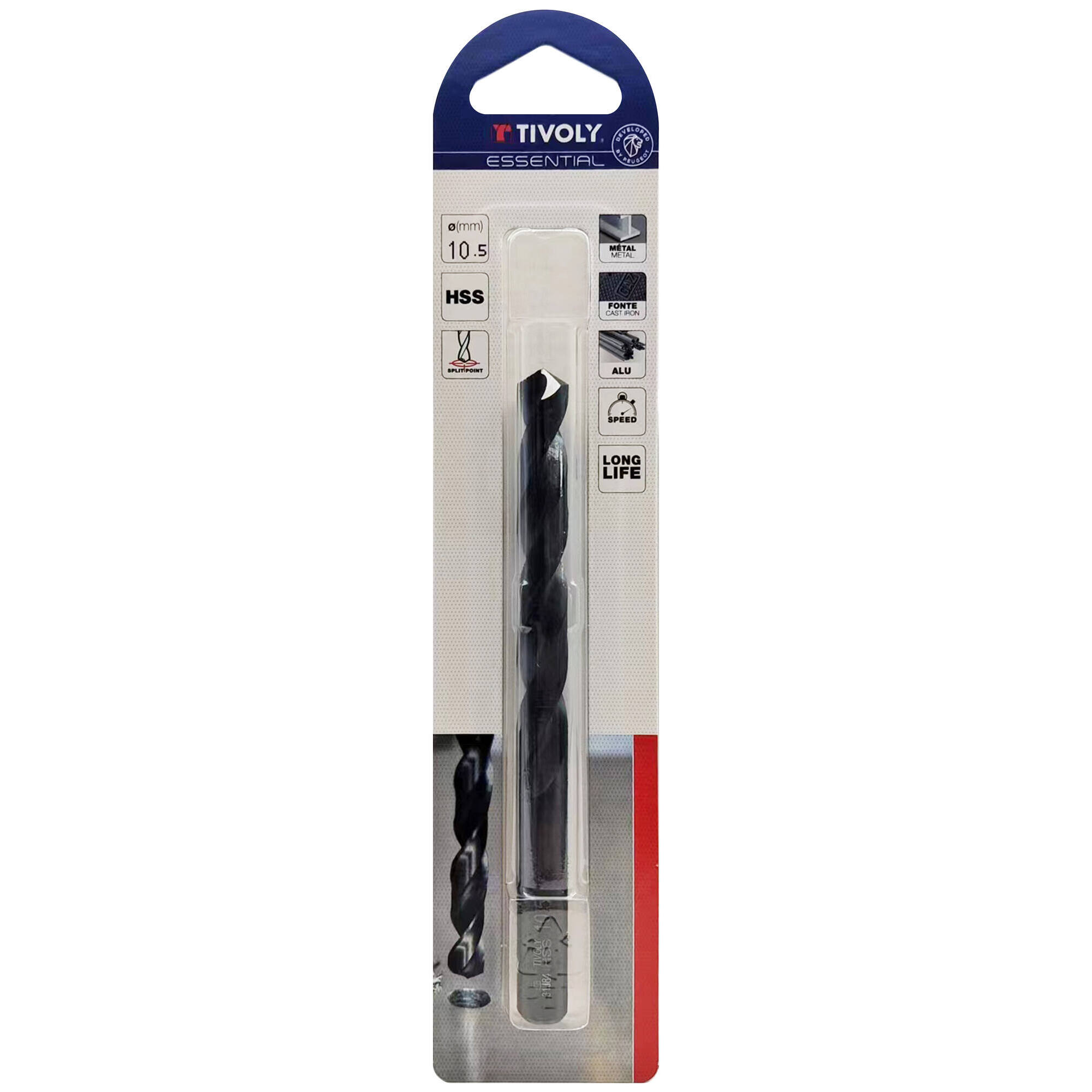 Ø: 10.5 / L: 133 / Broca para metal HSS - Tratamiento STEAM -Afilado SPLIT POINT (Blíster)