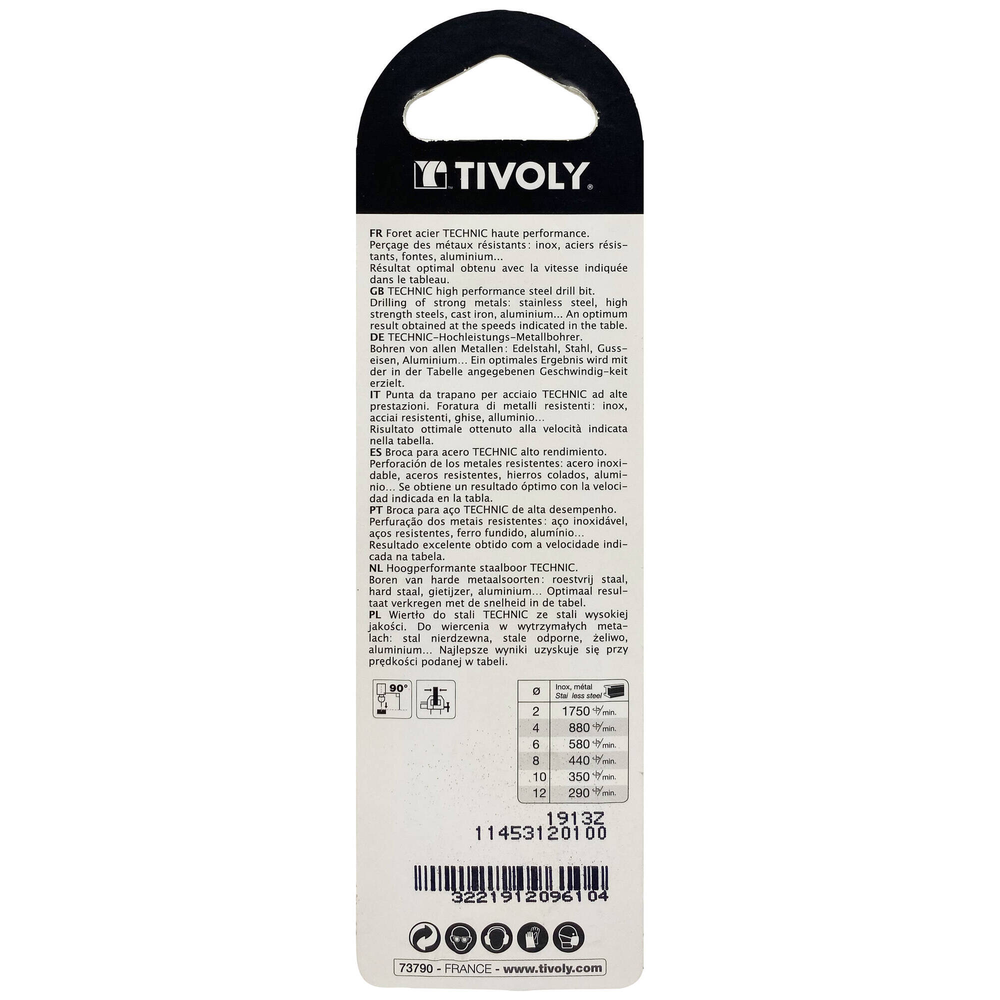 Ø: 1 / L: 34 / Broca para metal HSS -Recubrimiento de la punta con TiN -Afilado SPLIT POINT -Mango de 3 caras (Blíster)