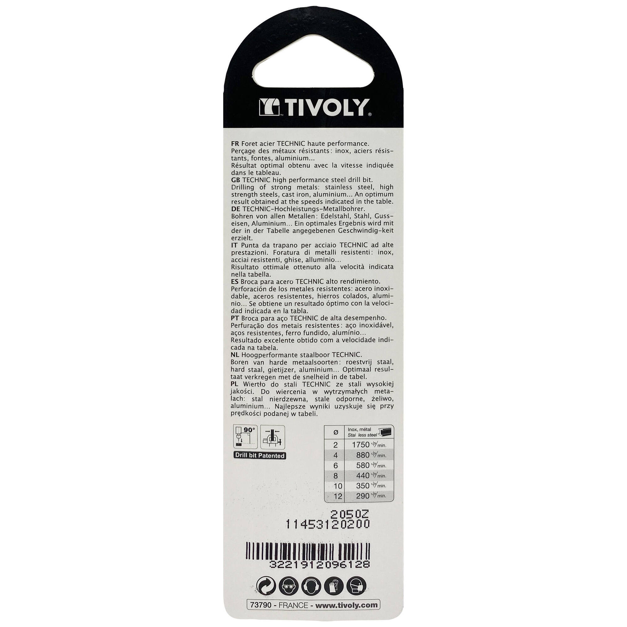 Ø: 2 / L: 49 / Broca para metal HSS -Recubrimiento de la punta con TiN -Afilado SPLIT POINT -Mango de 3 caras (Blíster)