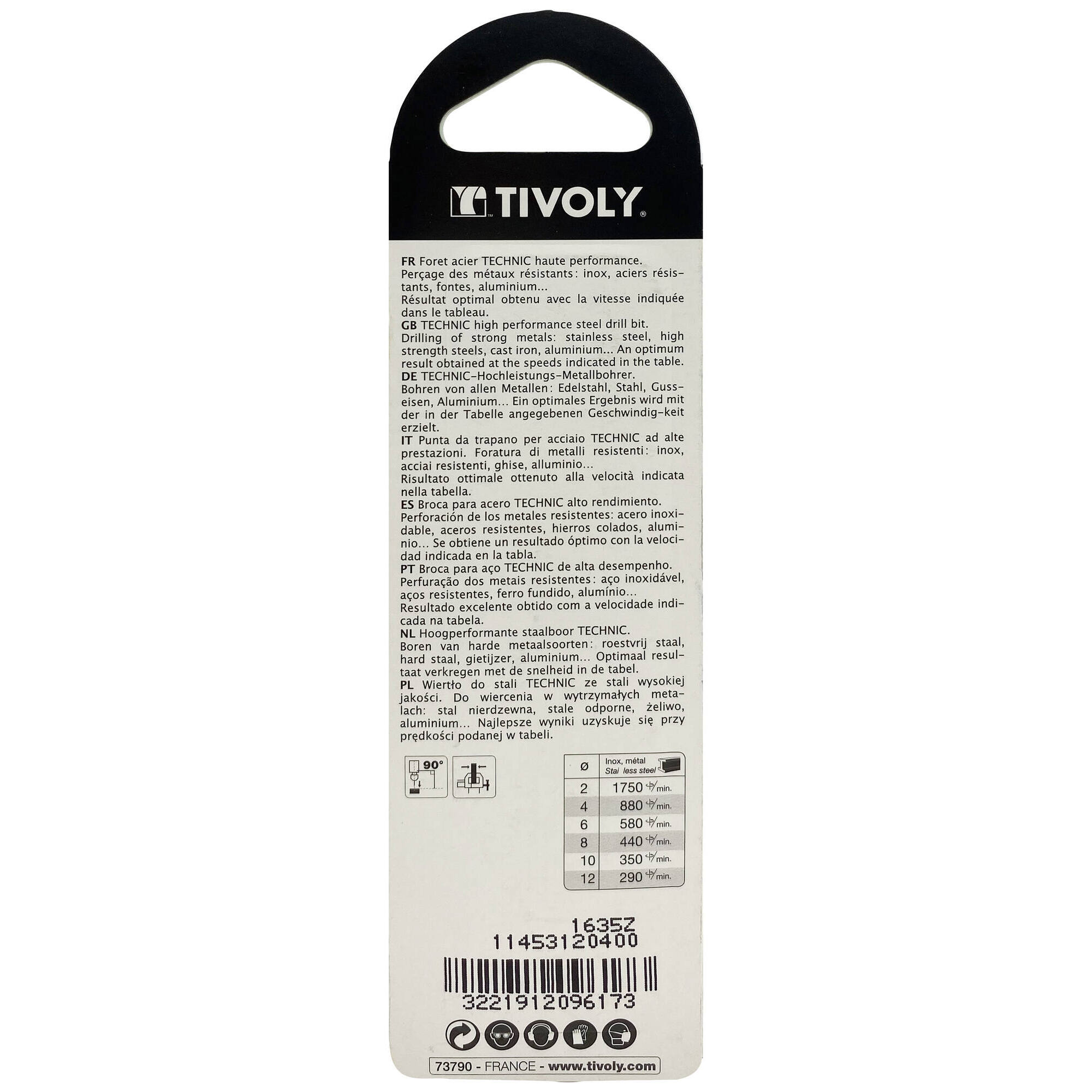 Ø: 4 / L: 75 / Broca para metal HSS -Recubrimiento de la punta con TiN -Afilado SPLIT POINT -Mango de 3 caras (Blíster)