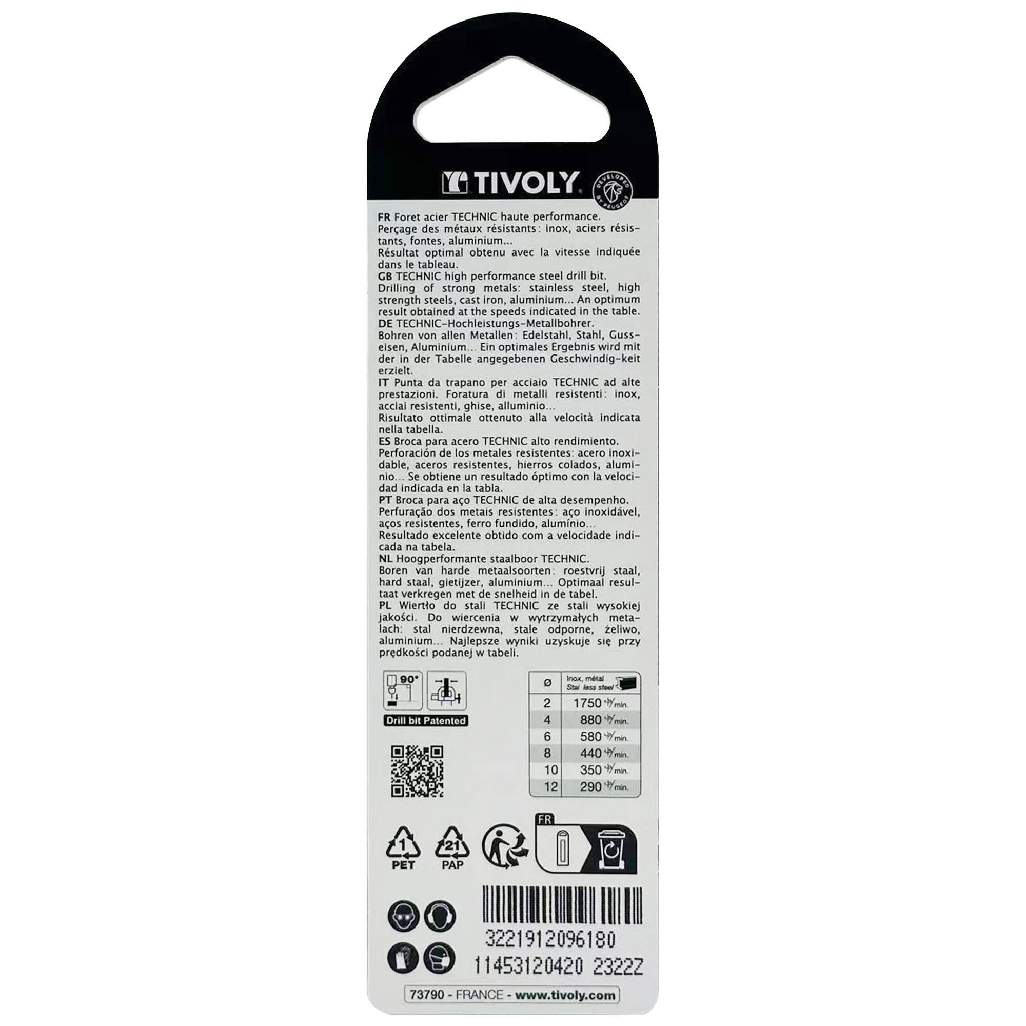 Ø: 4.2 / L: 75 / Broca para metal HSS -Recubrimiento de la punta con TiN -Afilado SPLIT POINT -Mango de 3 caras (Blíster)