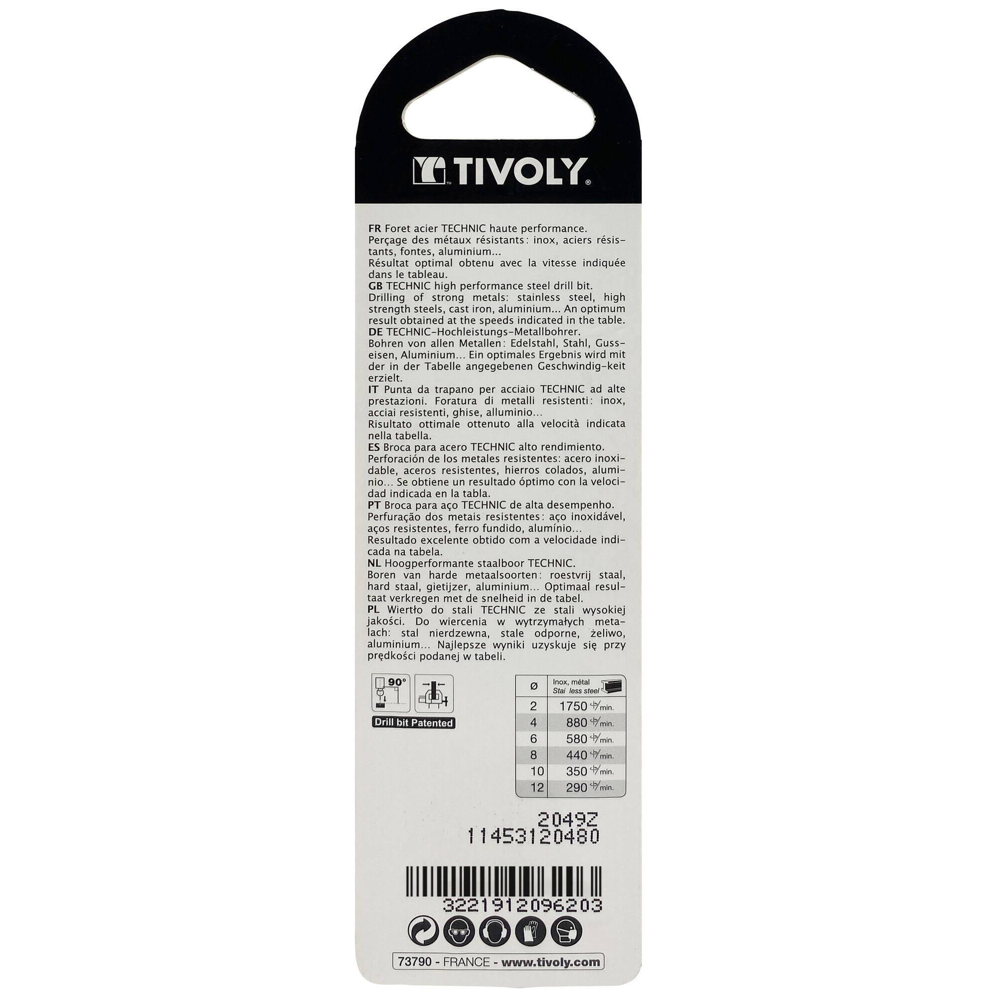 Ø: 4.8 / L: 86 / Broca para metal HSS -Recubrimiento de la punta con TiN -Afilado SPLIT POINT -Mango de 3 caras (Blíster)