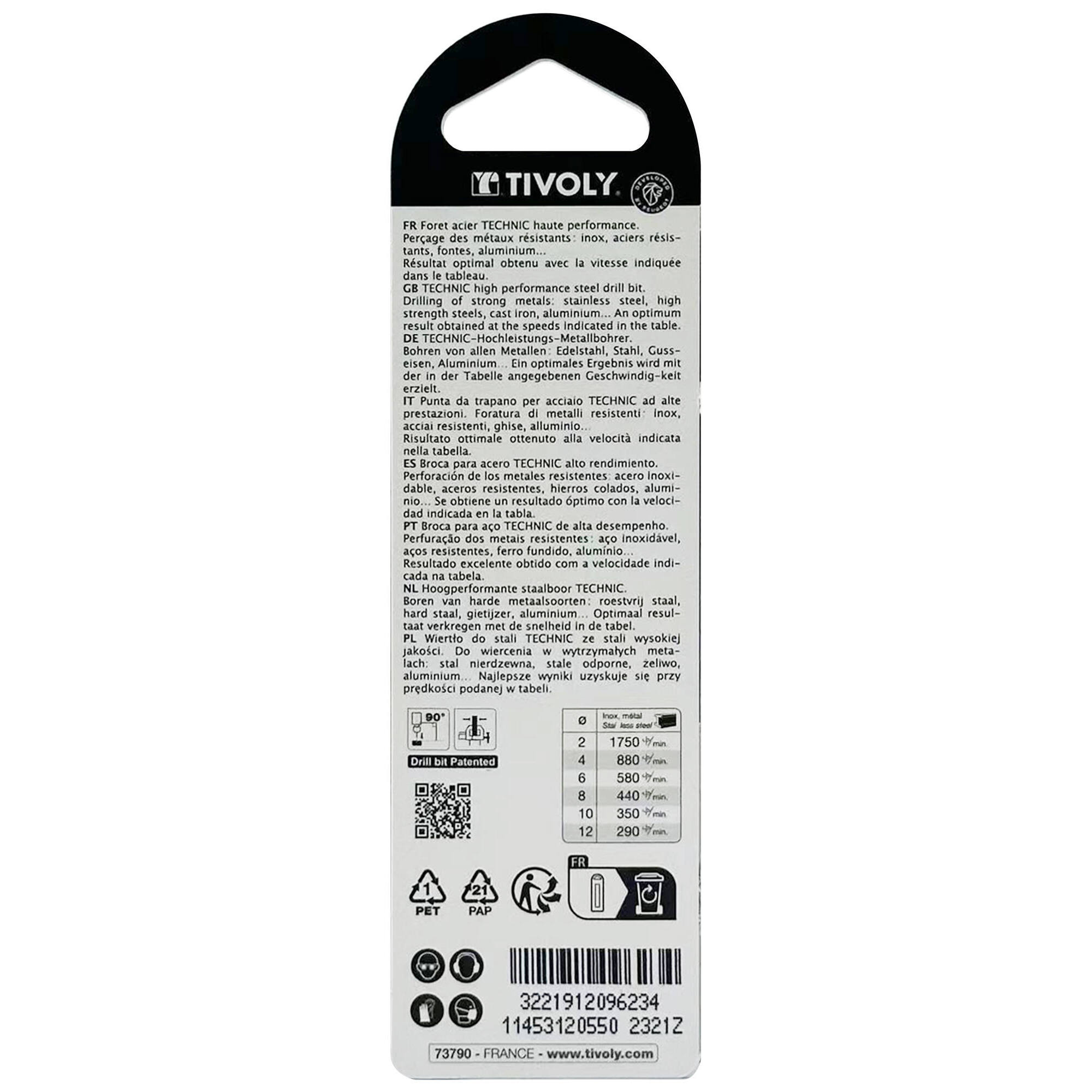 Ø: 5.5 / L: 93 / Broca para metal HSS -Recubrimiento de la punta con TiN -Afilado SPLIT POINT -Mango de 3 caras (Blíster)