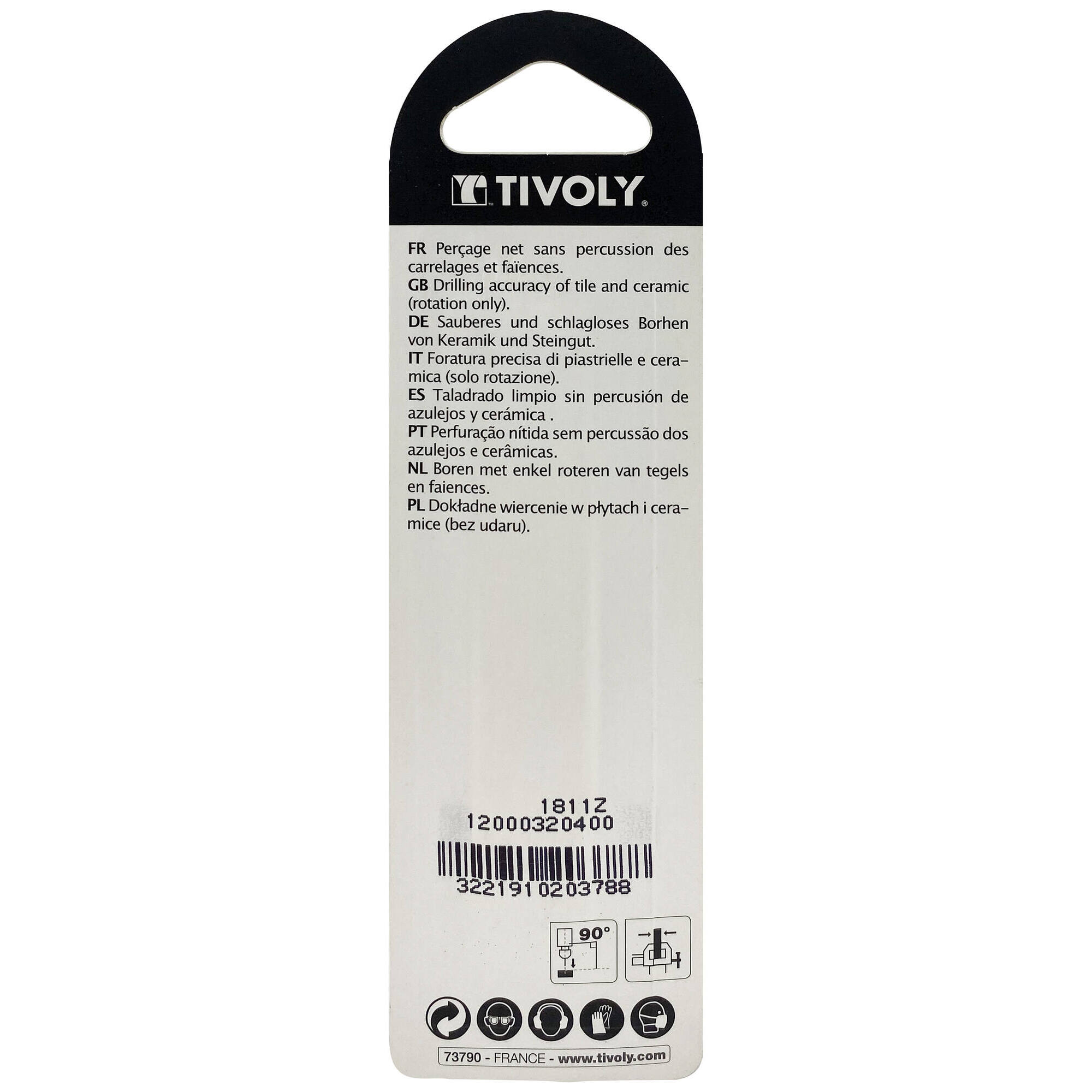 Ø: 4 / Broca para azulejos -Placa de Metal Duro afilada -Mango cilíndrico. (Blíster) / L: 75