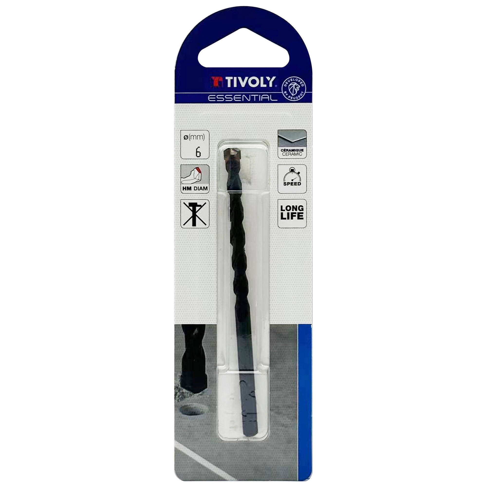 Ø: 6 / Broca para azulejos -Placa de Metal Duro afilada -Mango cilíndrico. (Blíster) / L: 100