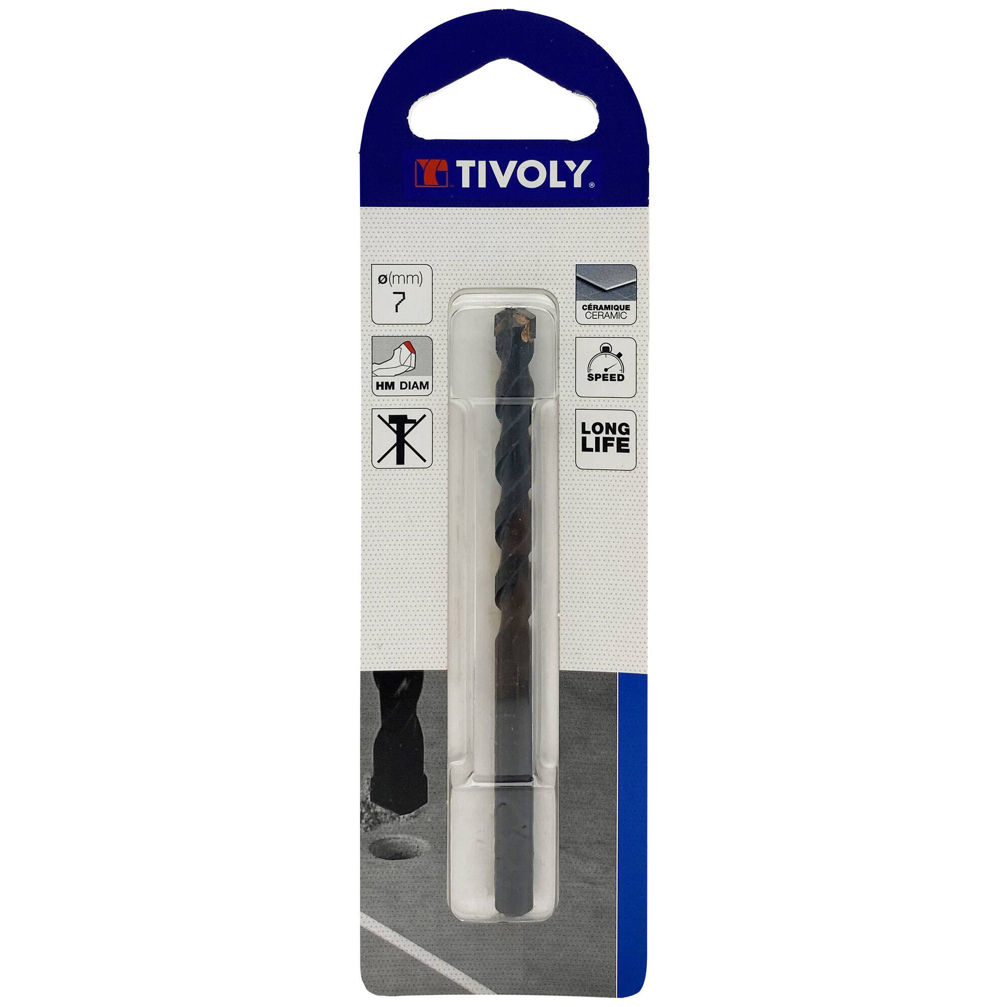 Ø: 7 / Broca para azulejos -Placa de Metal Duro afilada -Mango cilíndrico. (Blíster) / L: 100