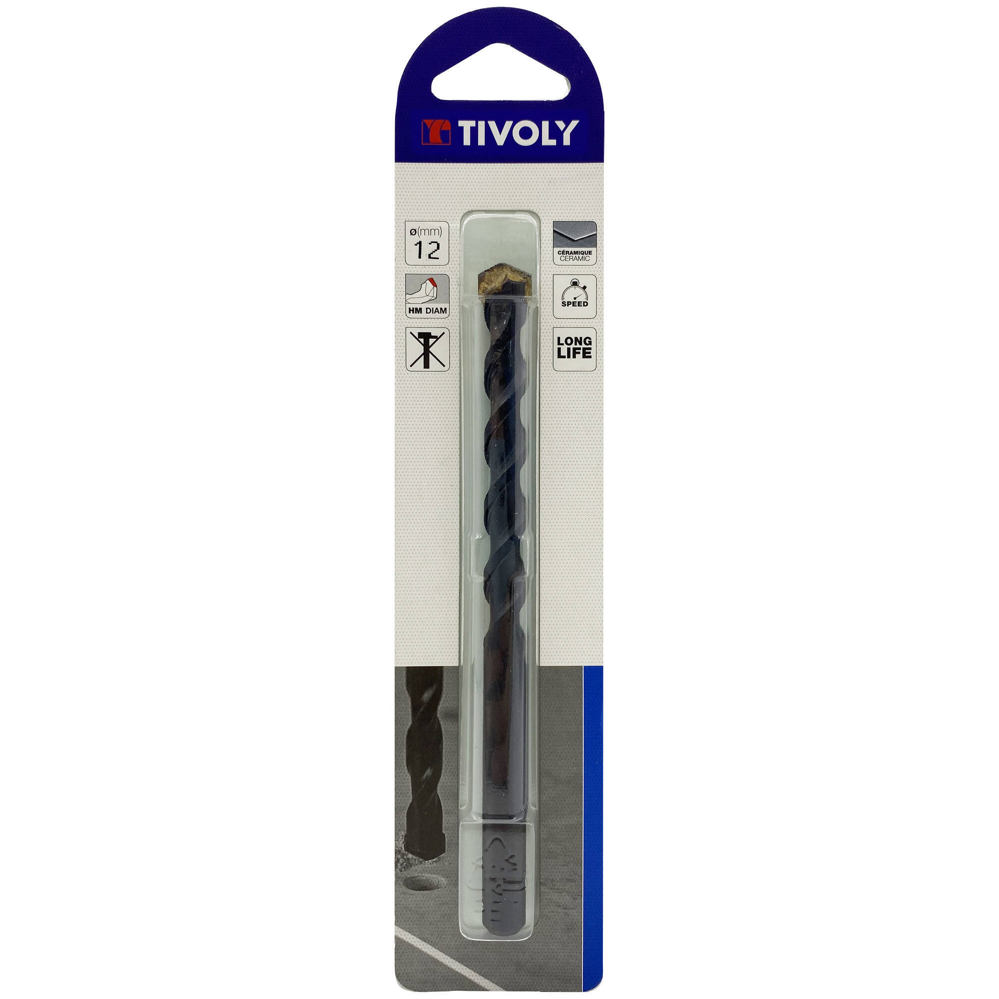 Ø: 12 / Broca para azulejos -Placa de Metal Duro afilada -Mango cilíndrico. (Blíster) / L: 120