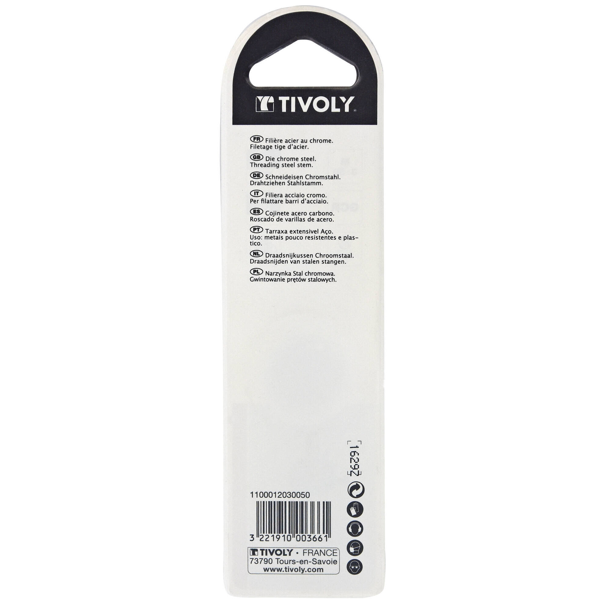 Cojinetes de roscar acero cromado (rosca 25,4) Métrica (Blíster) / Ø: M3 / P:50 / Cage: 25.4