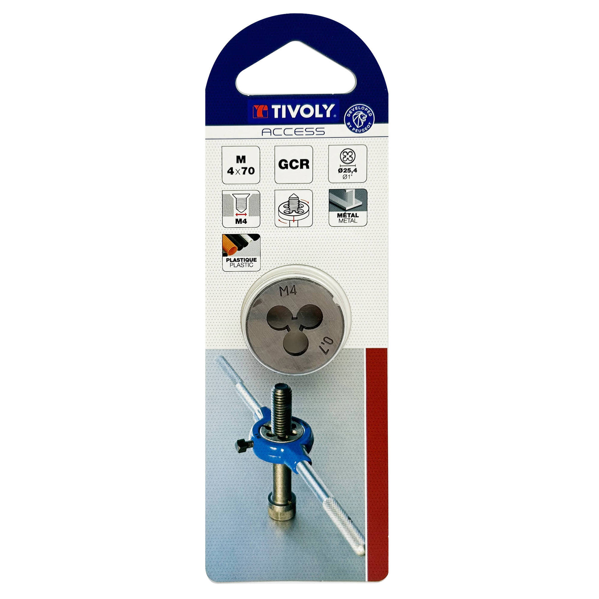 Cojinetes de roscar acero cromado (rosca 25,4) Métrica (Blíster) / Ø: M4 / P:70 / Cage: 25.4