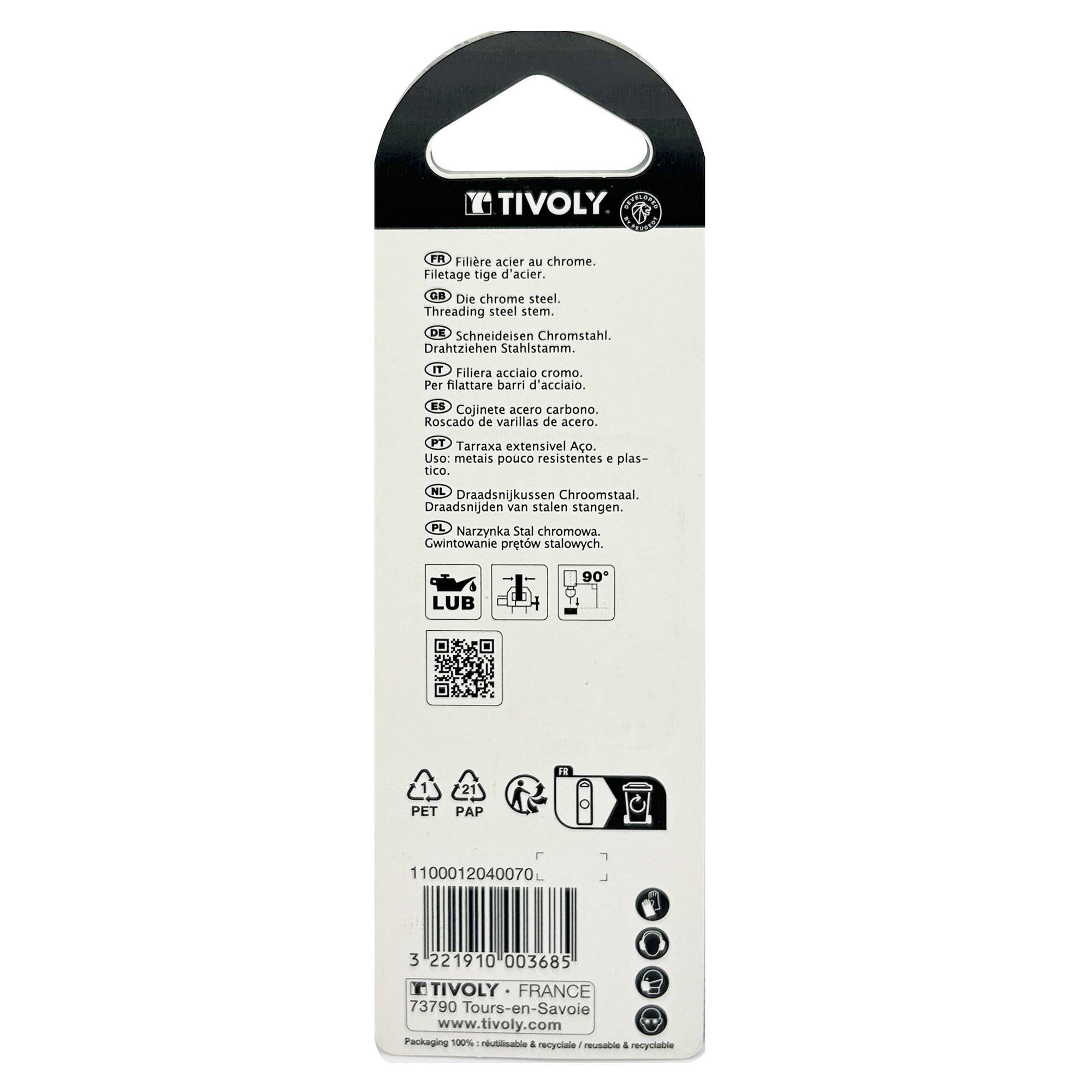 Cojinetes de roscar acero cromado (rosca 25,4) Métrica (Blíster) / Ø: M4 / P:70 / Cage: 25.4