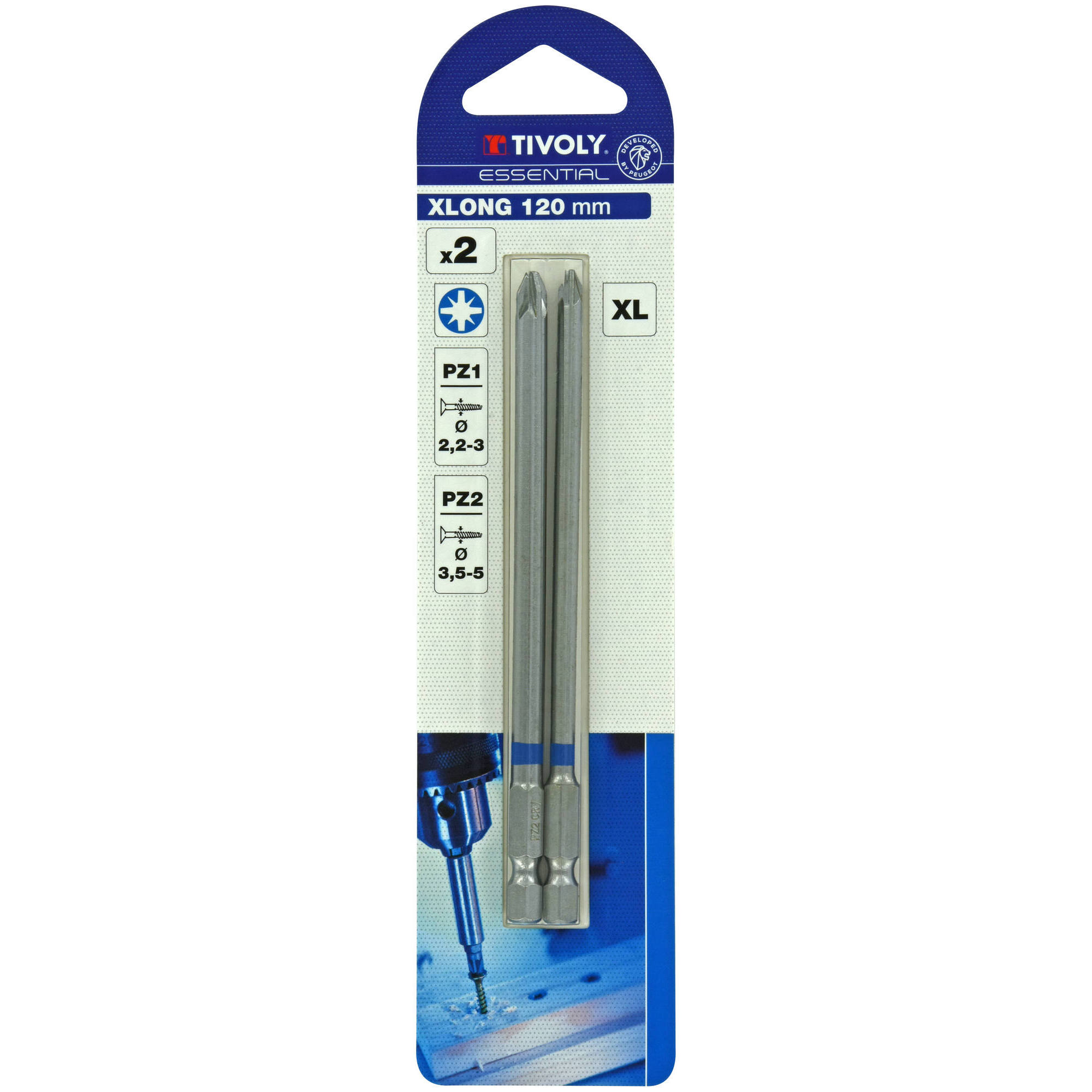 Punta de atornillar -Extralarga -Para tornillo Pozidriv (Blíster) N°: N1-2 / L: 120