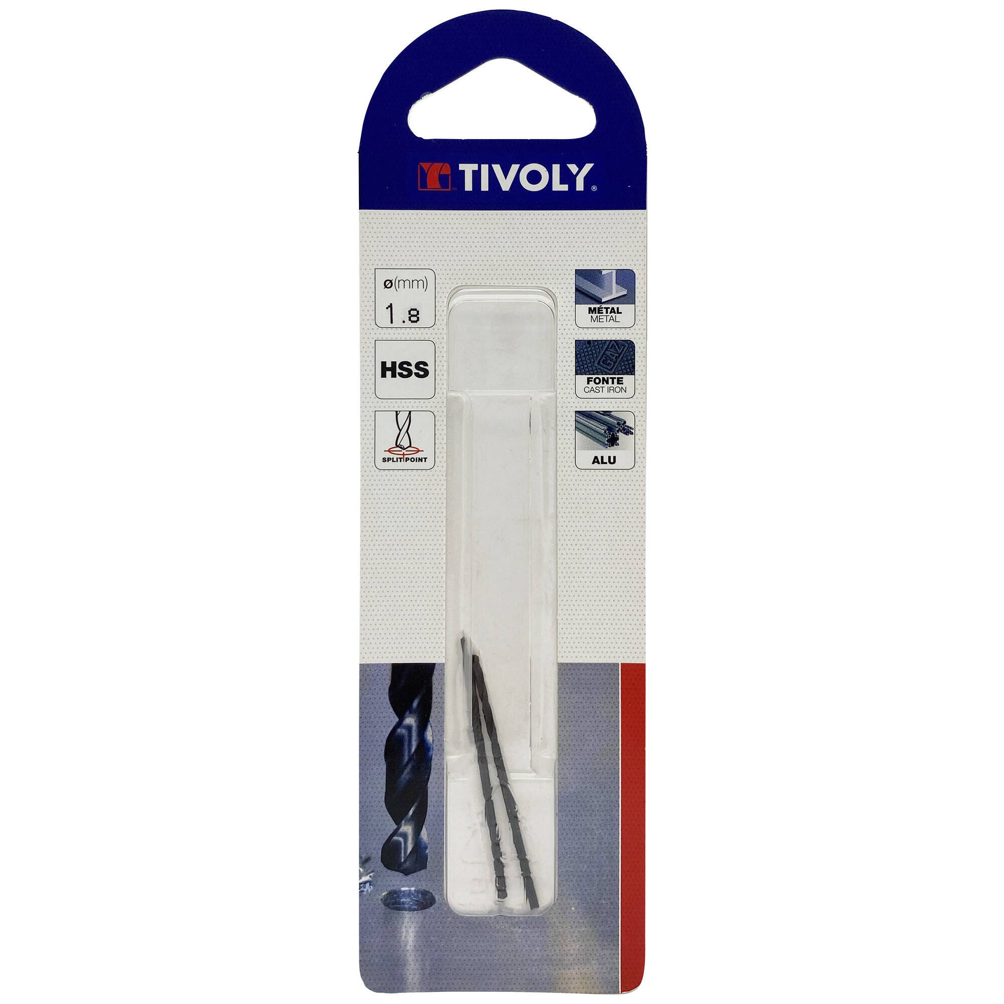 Ø: 1.8 / L: 46 / Broca para metal HSS - Tratamiento STEAM -Afilado SPLIT POINT (Blíster)