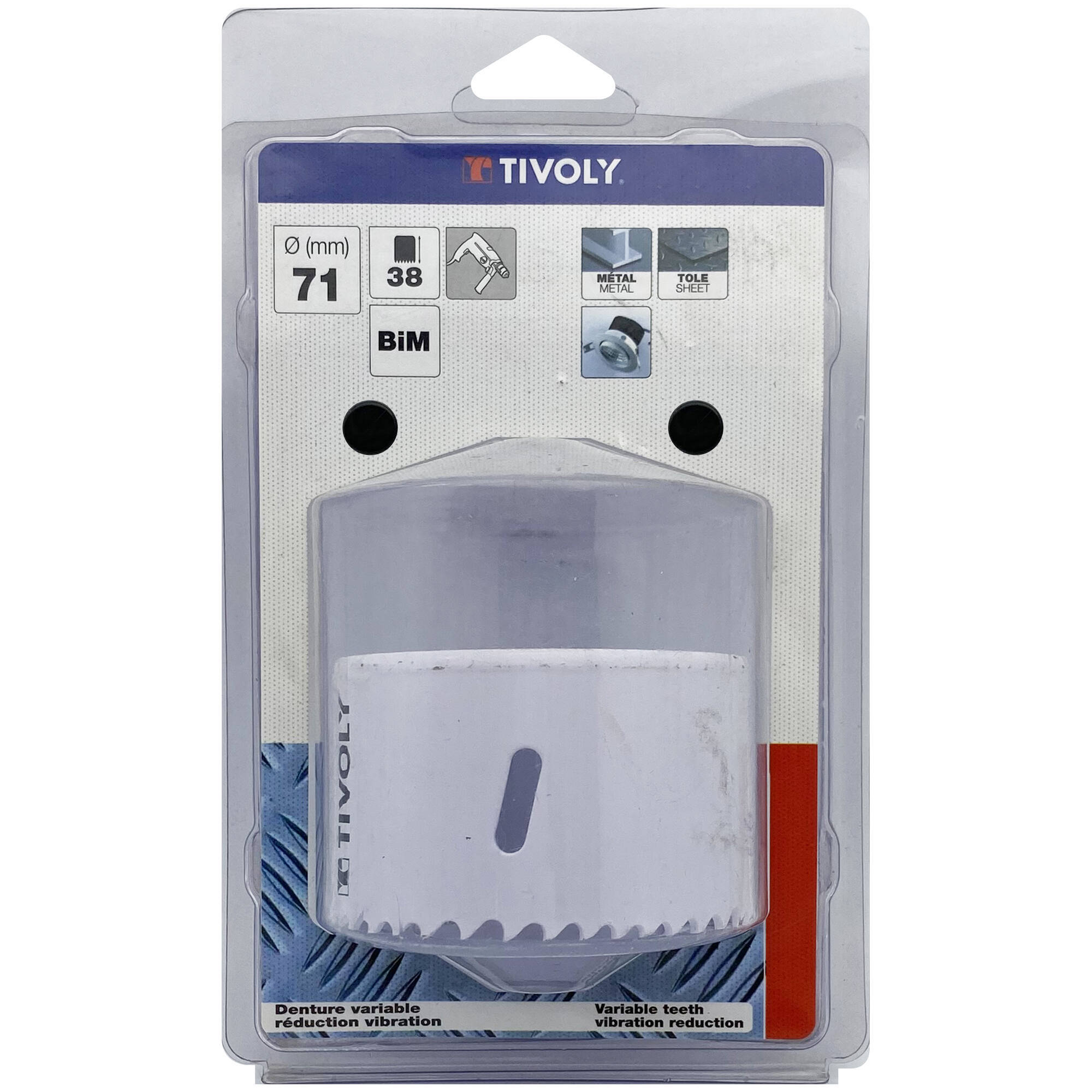 Ø: 71 / Sierra de corona bimetal HSS (Estuche blíster) / H: 38