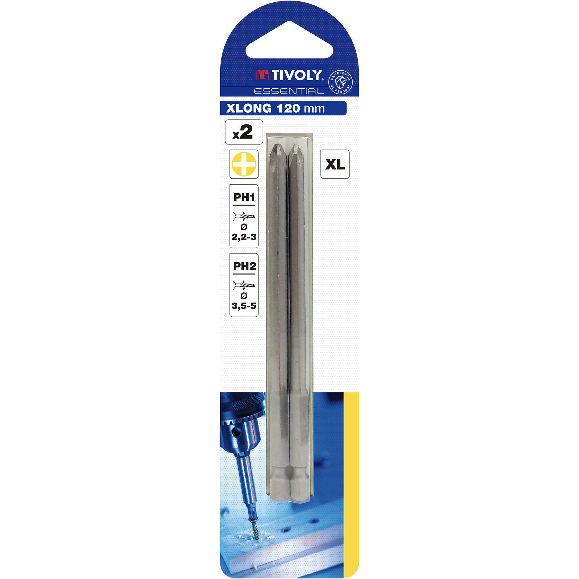 Punta de atornillar -Extralarga -Para tornillo Phillips (Blíster) N°: N1-2 / L: 120