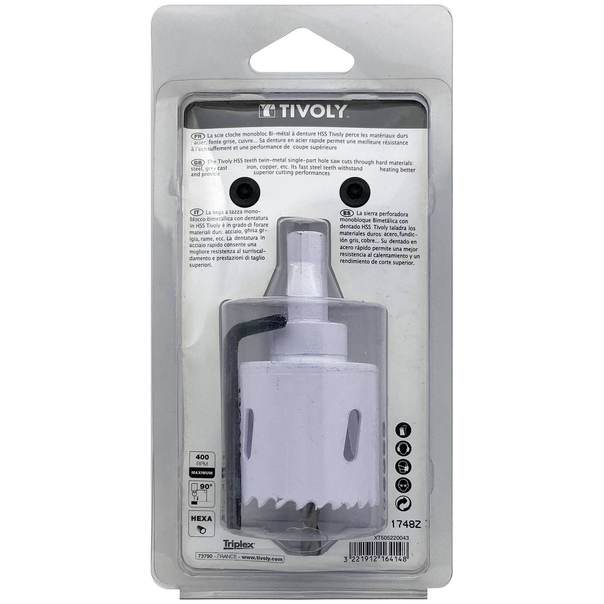 Ø: 44 / Sierra de corona bimetal HSS monobloque (Estuche blíster) / H: 38