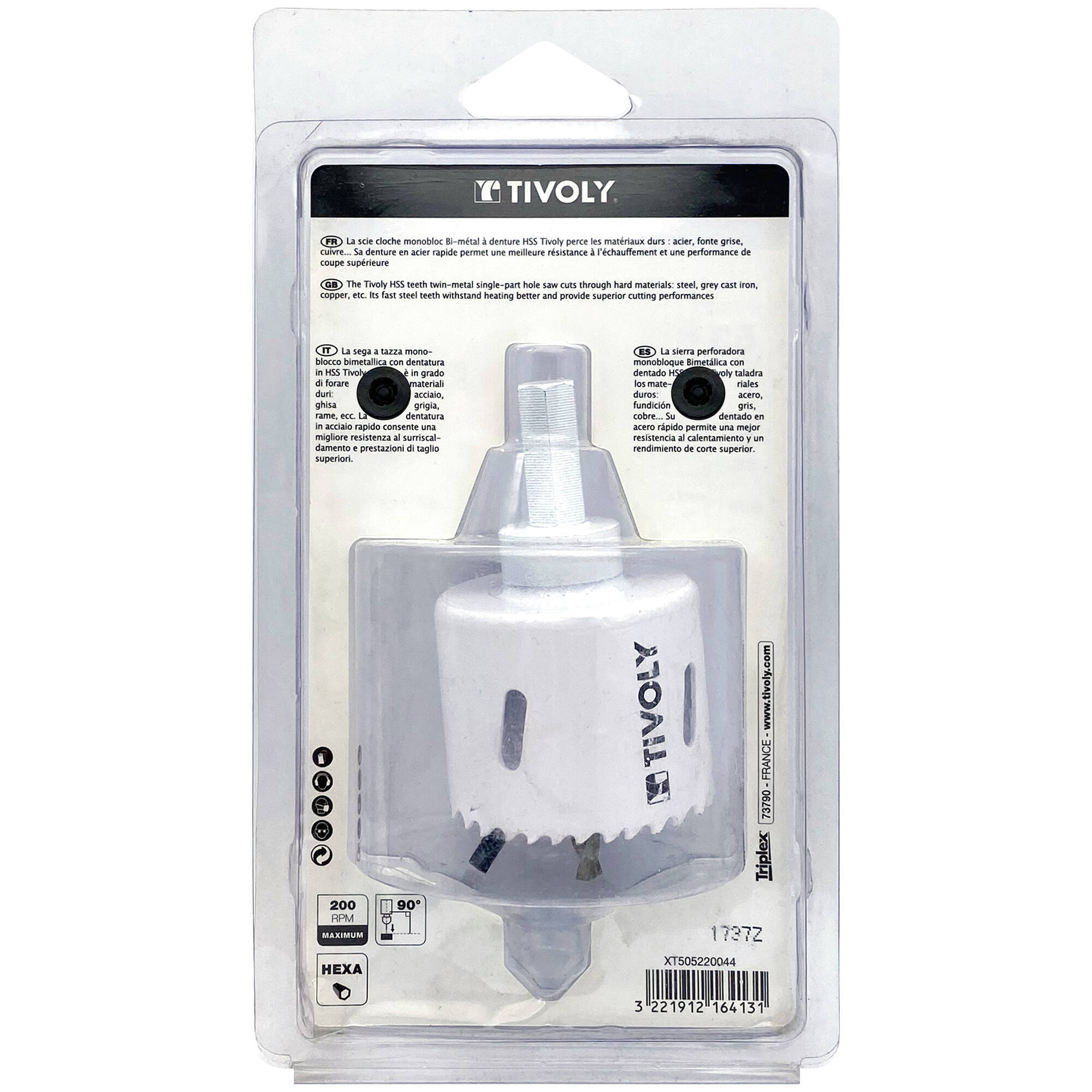 Ø: 53 / Sierra de corona bimetal HSS monobloque (Estuche blíster) / H: 38