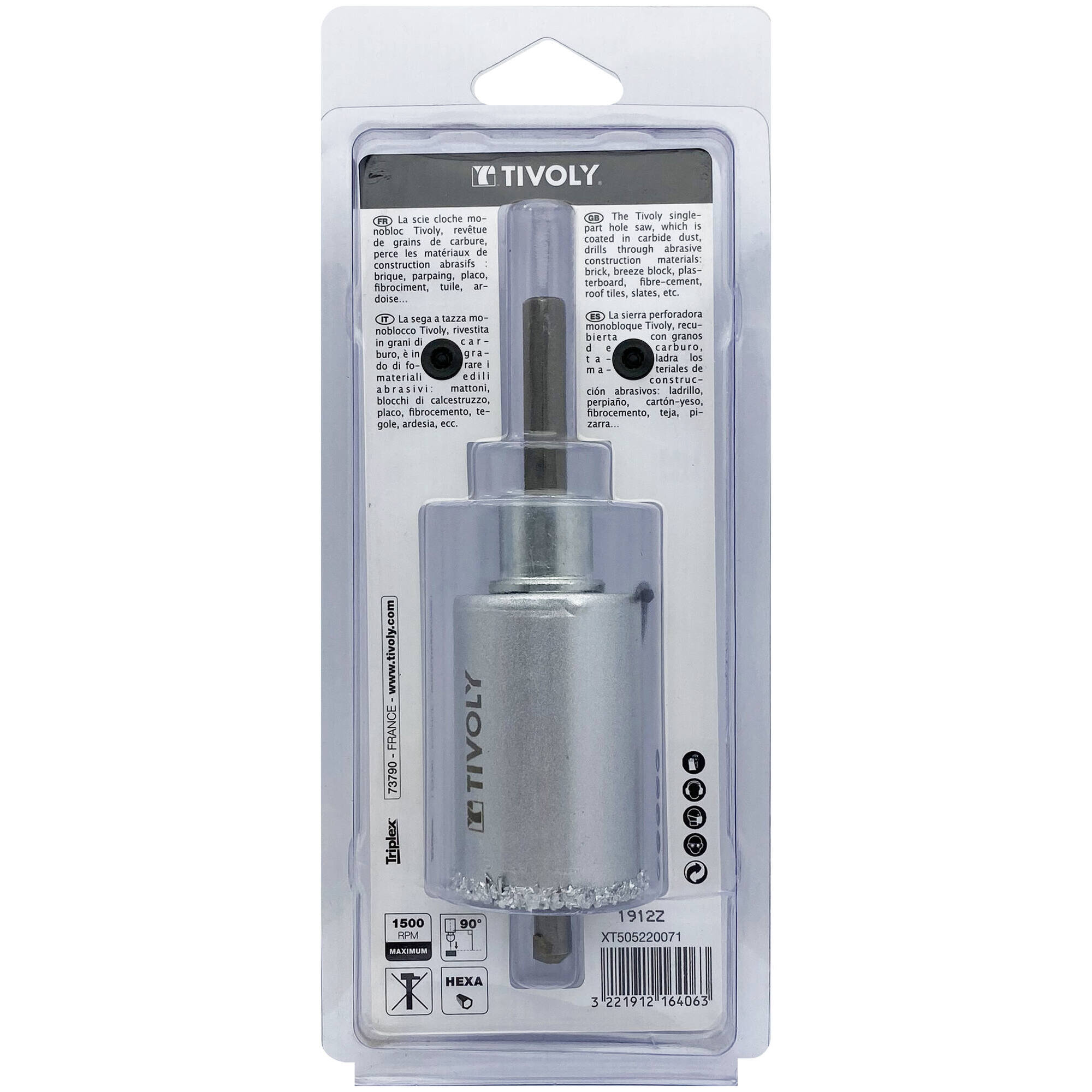 Ø: 43 / Sierra de corona para hormigón de carburo HM monobloque (Estuche blíster) / H: 55