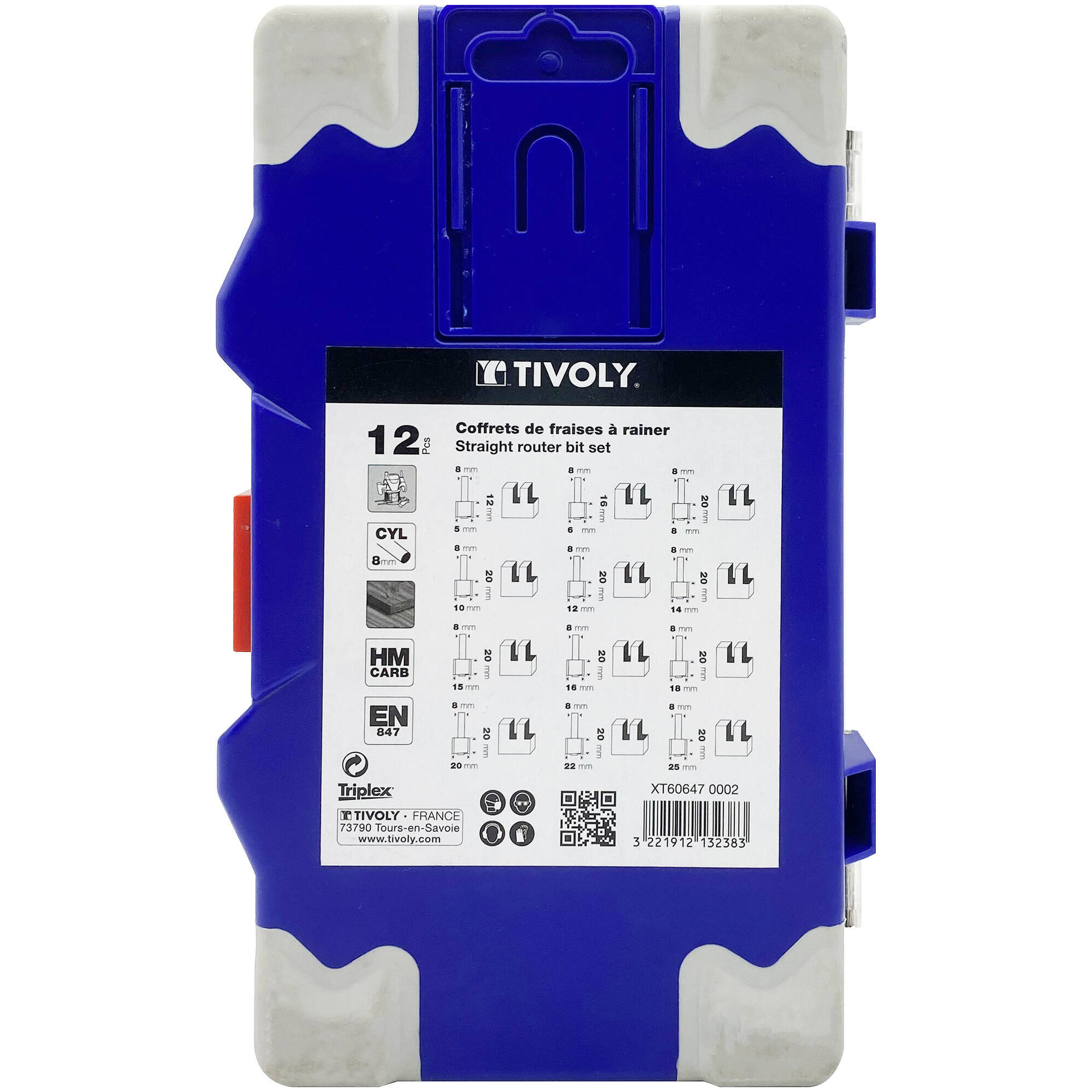 12 fresas de rebajadora para ranurar - mango 8 mm