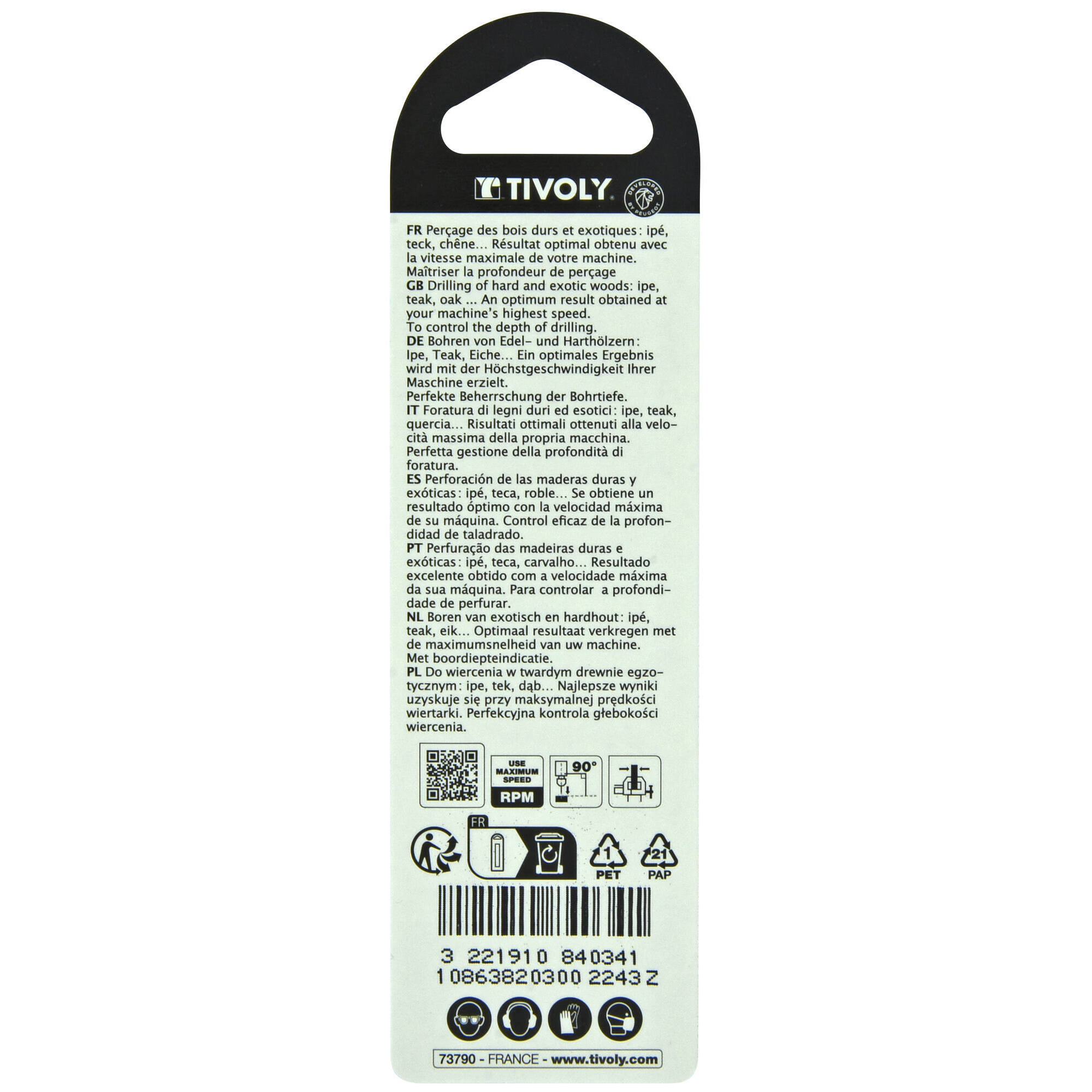 Ø: 3 / Broca para madera de 3 puntas -Mango cilíndrico -Graduada SLR (Blíster) / L: 61